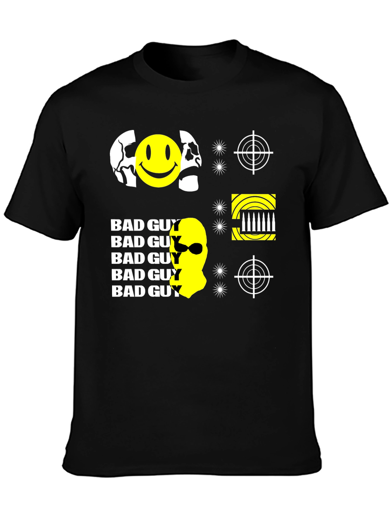Edgy Bad Guy Graphic Print Black T-Shirt