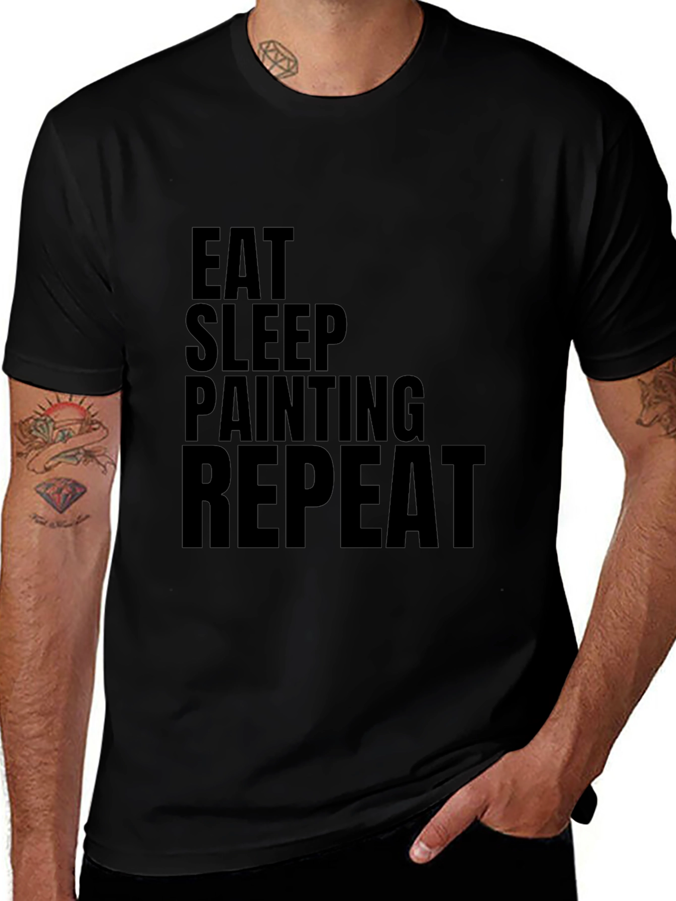 Eat Sleep Painting Repeat Black T-Shirt