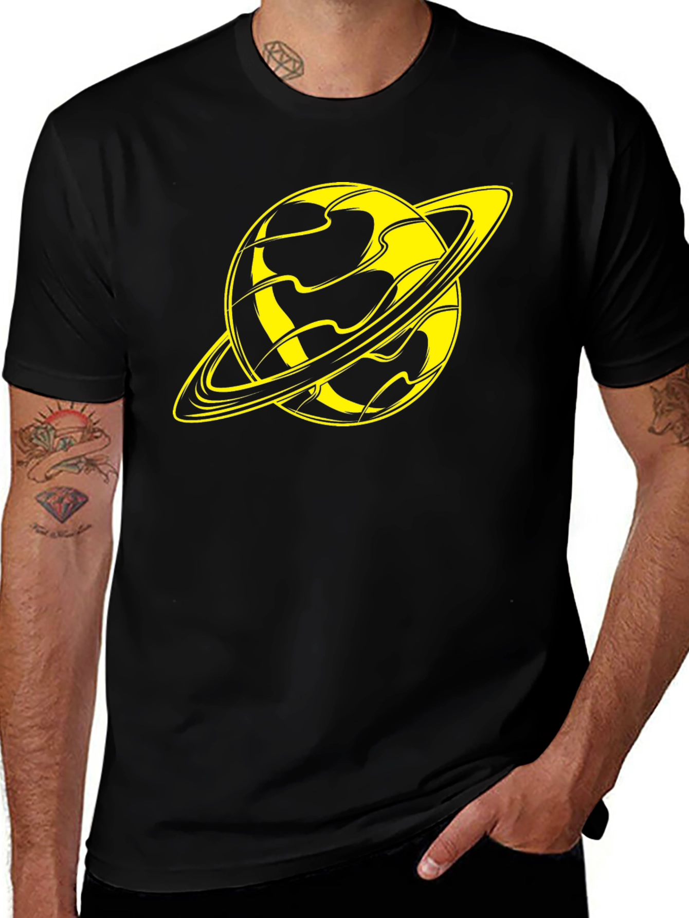 Saturn Graphic T-Shirt - Stylish Black Tee