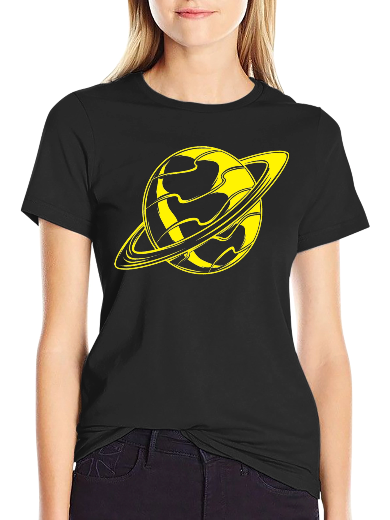 Saturn Graphic T-Shirt - Stylish Black Tee