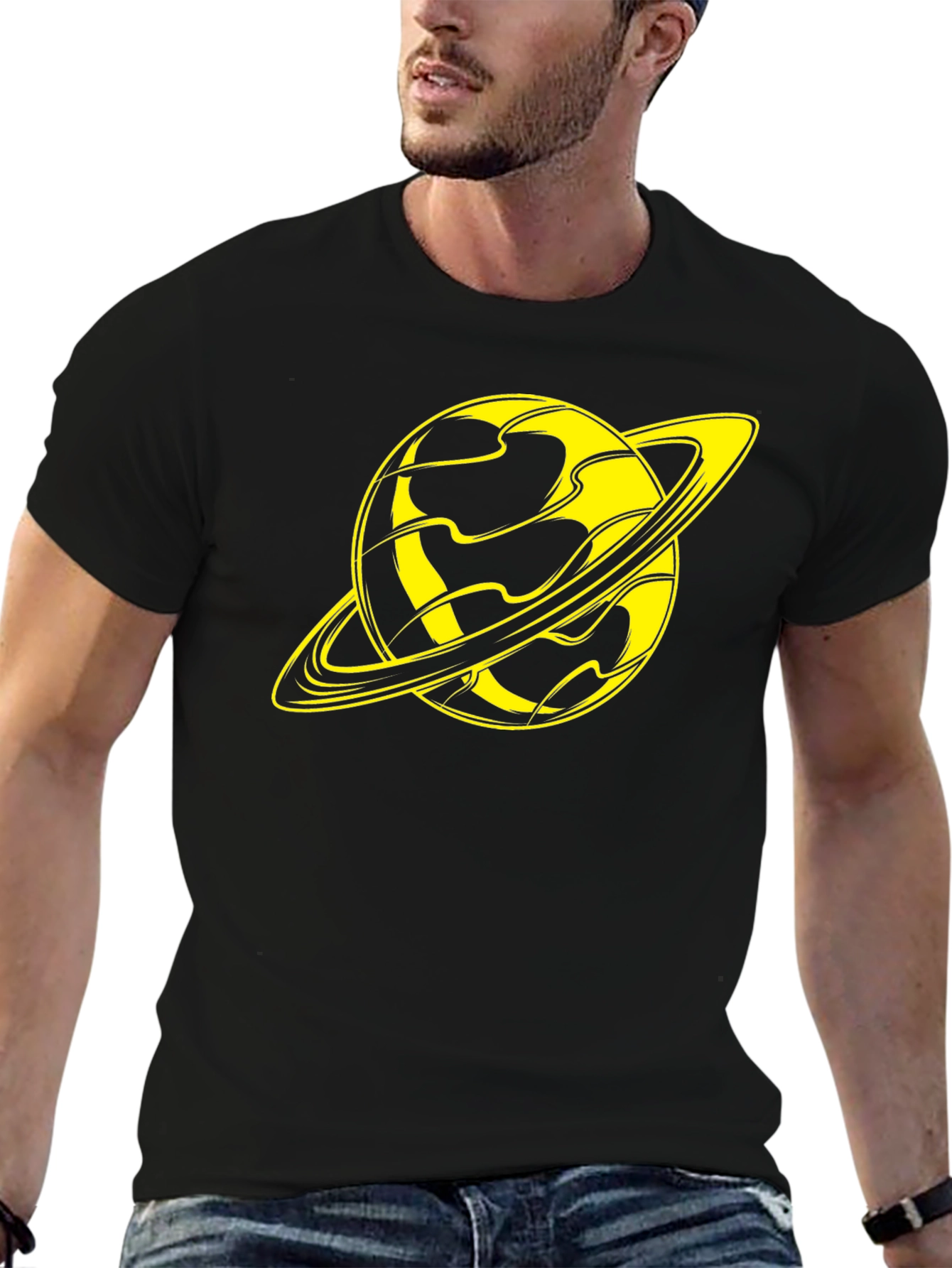 Saturn Graphic T-Shirt - Stylish Black Tee