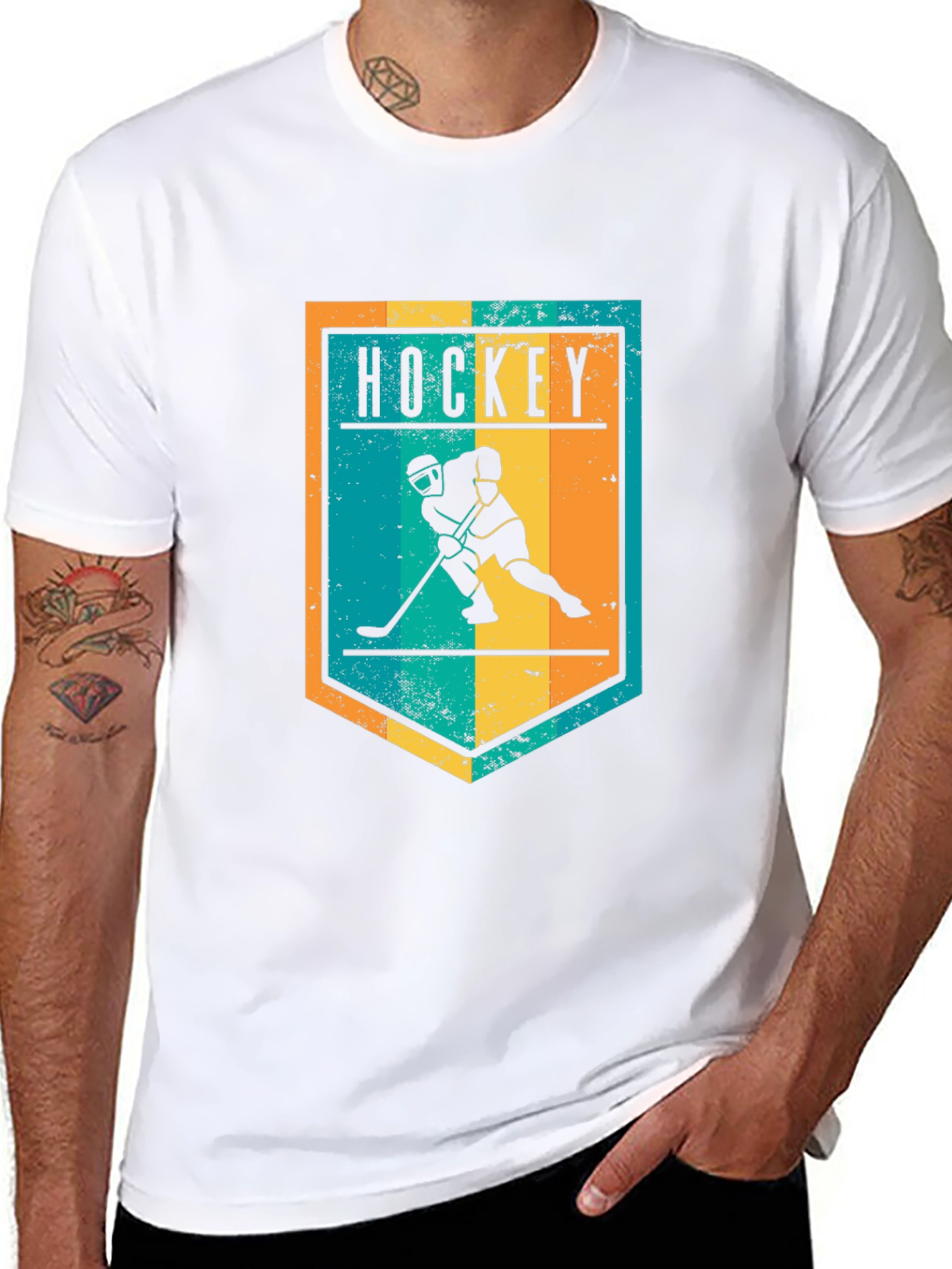 Hockey Graphic Tee - Retro Style Black T-Shirt