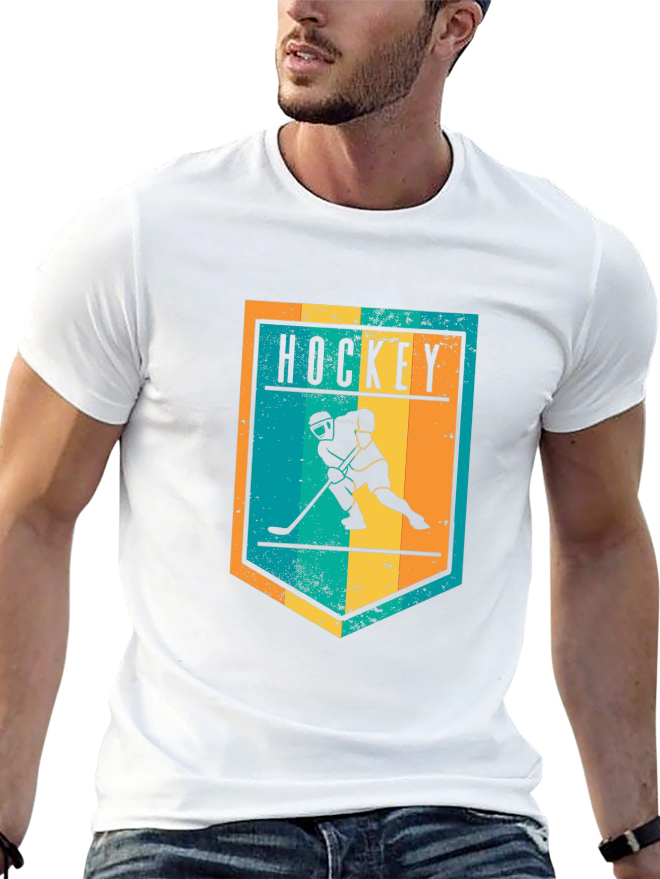 Hockey Graphic Tee - Retro Style Black T-Shirt