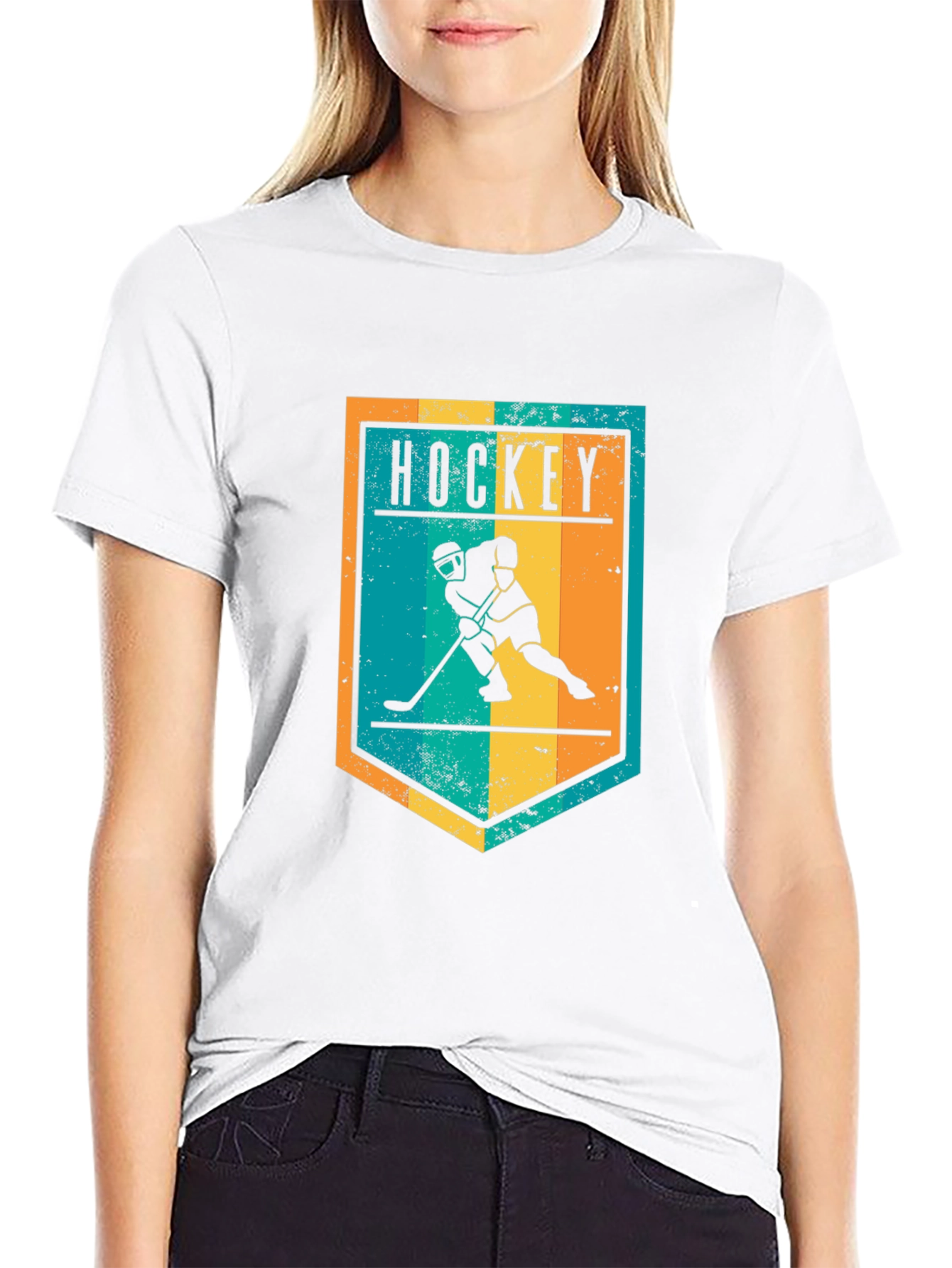 Hockey Graphic Tee - Retro Style Black T-Shirt