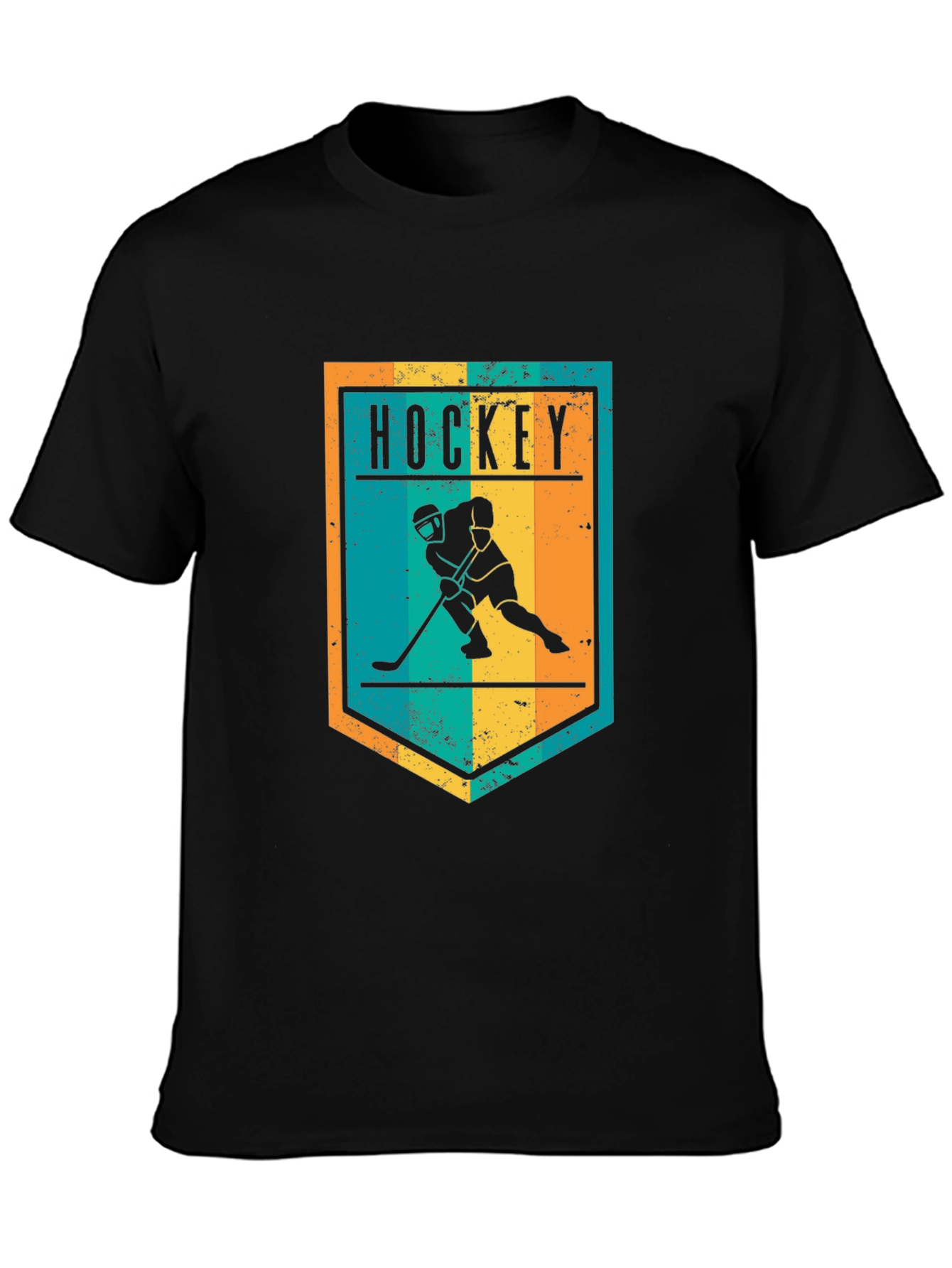 Hockey Graphic Tee - Retro Style Black T-Shirt