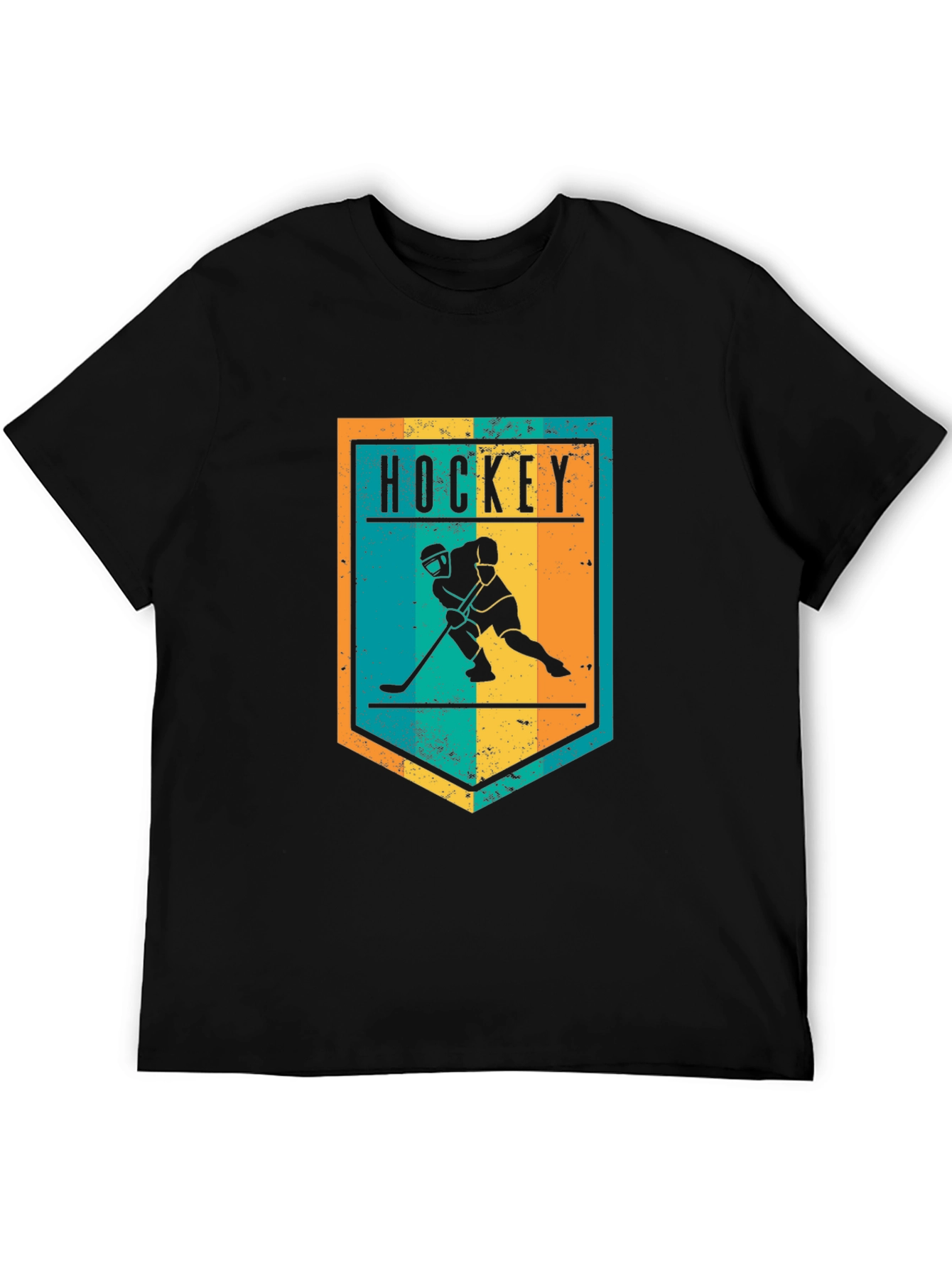 Hockey Graphic Tee - Retro Style Black T-Shirt
