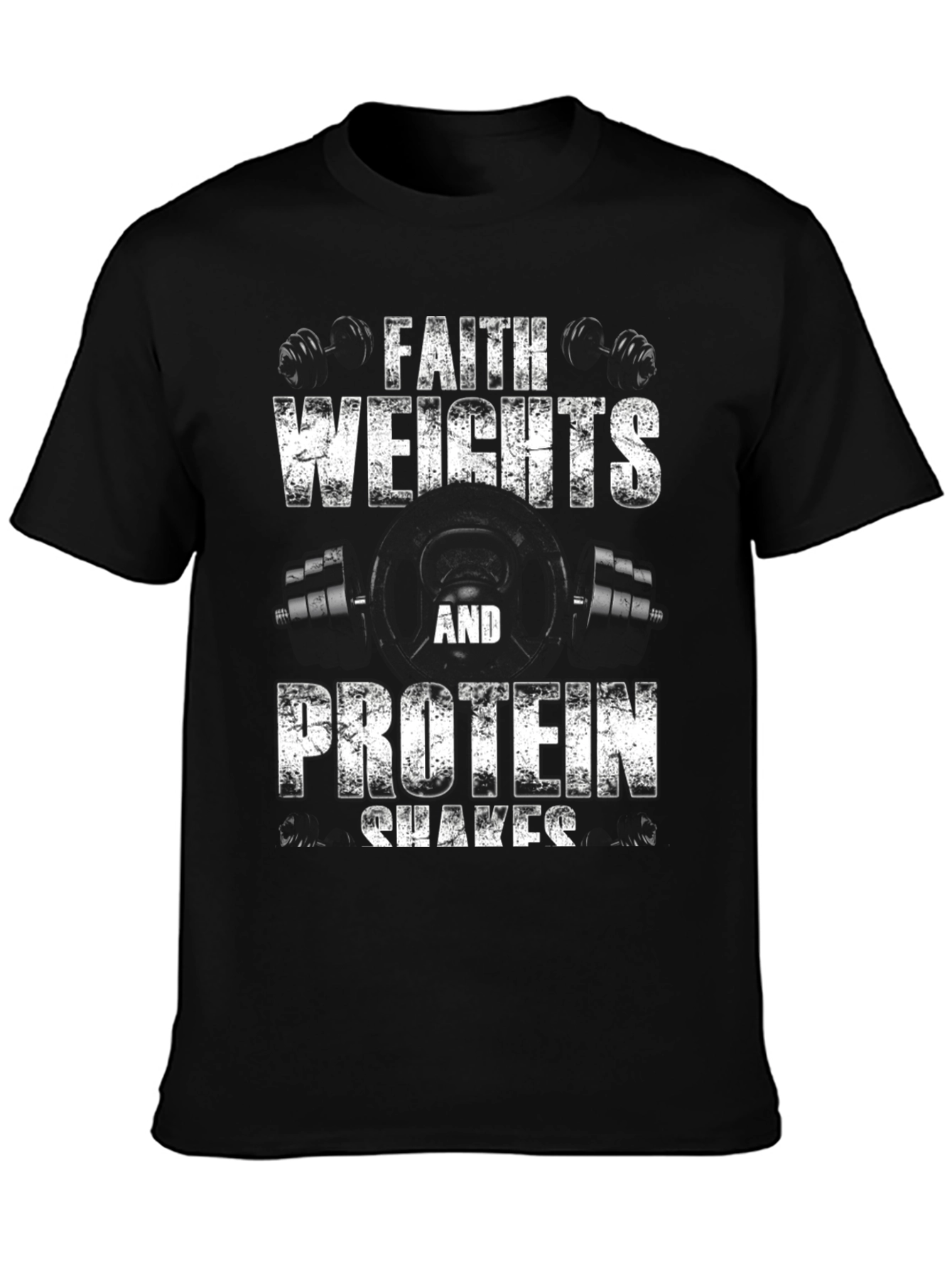 Faith Weights and Protein Shakes Graphic T-Shirt