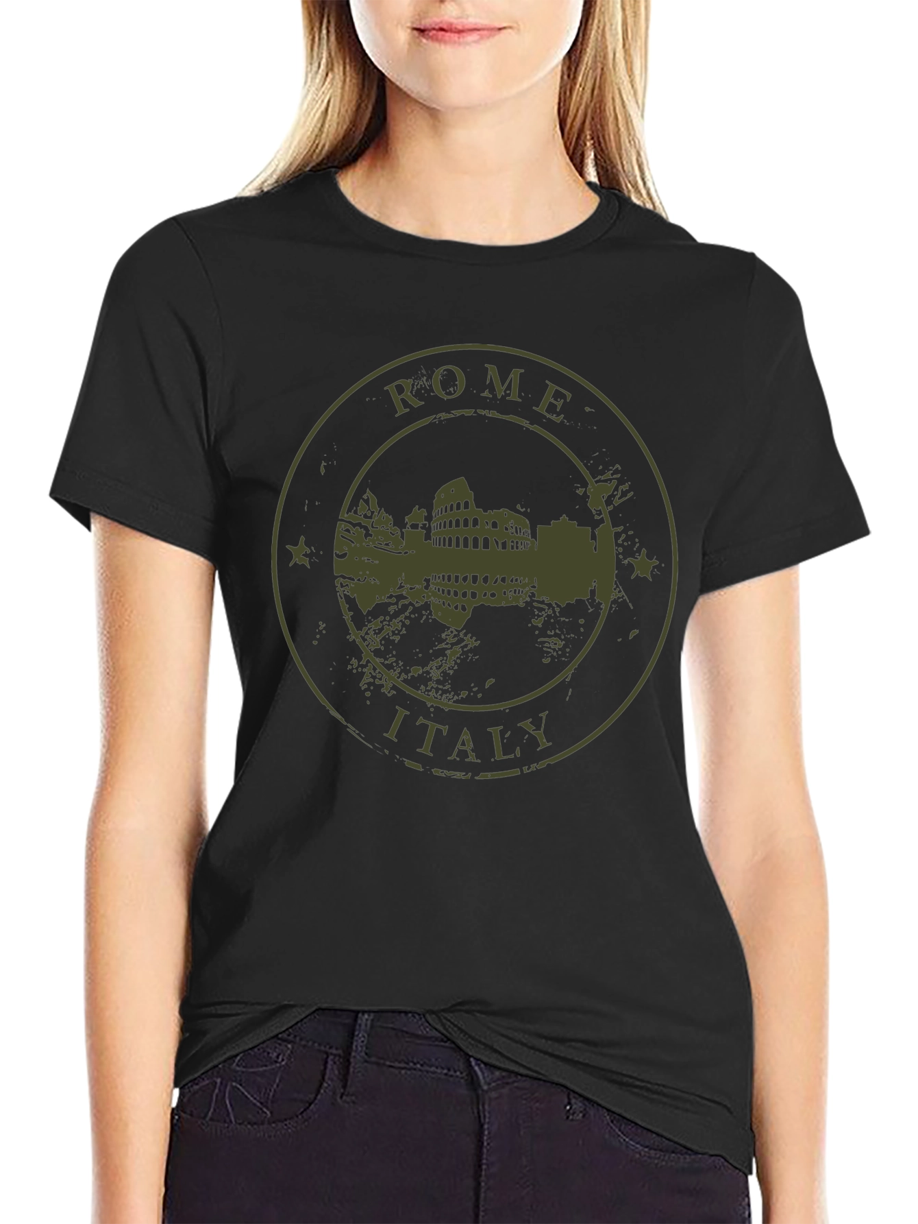 Rome Italy Coliseum Graphic T-Shirt - Black