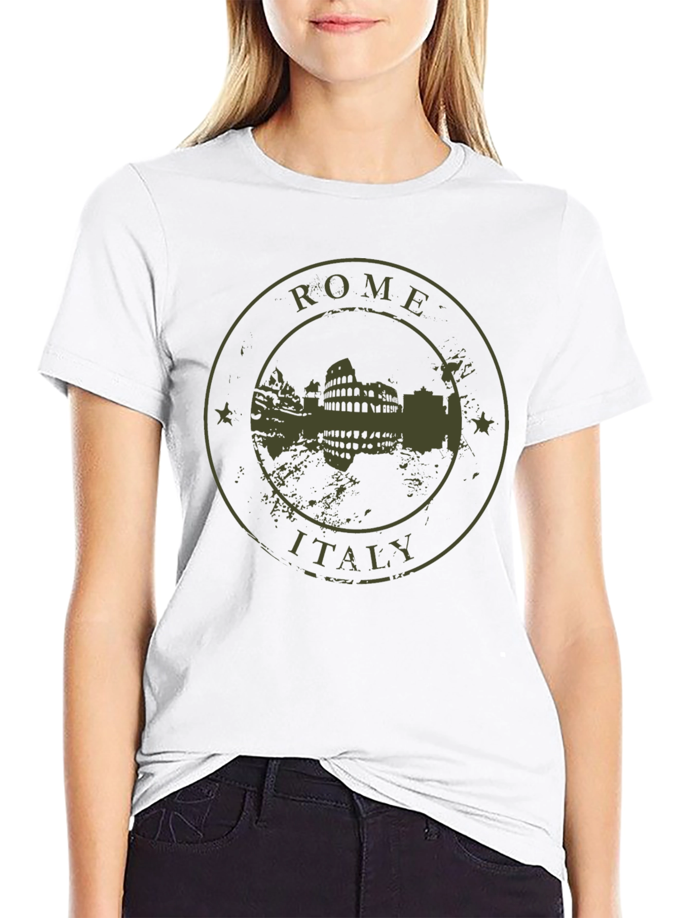 Rome Italy Coliseum Graphic T-Shirt - Black