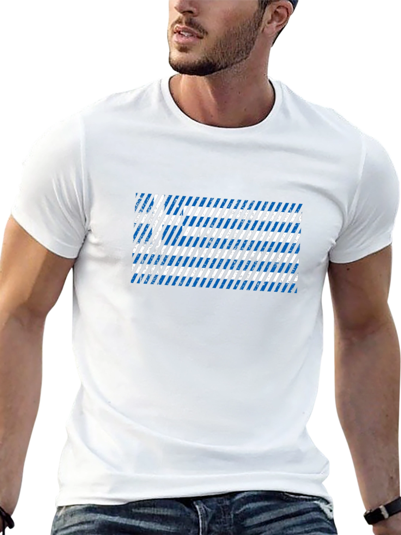 Greek Flag Distressed T-Shirt