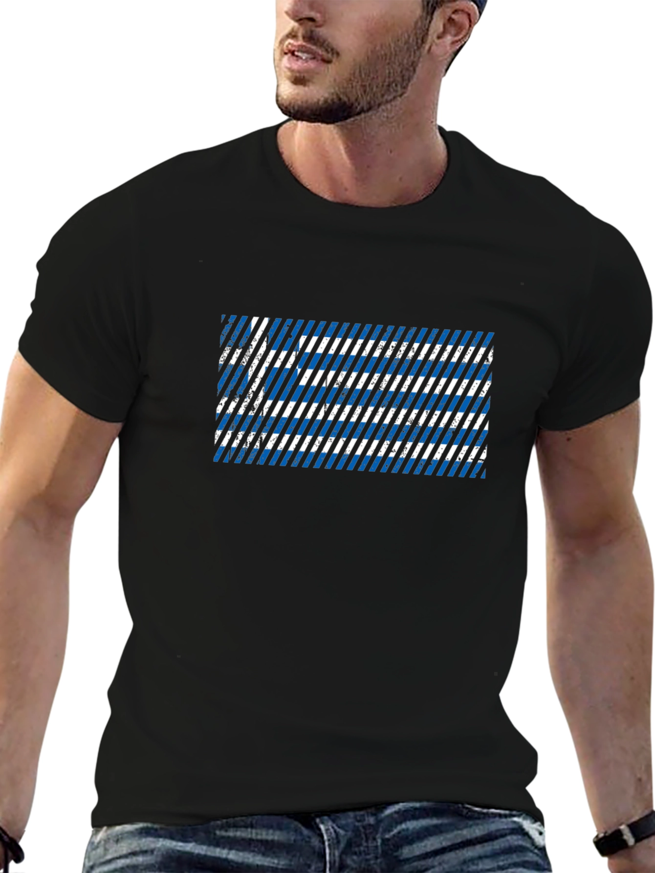 Greek Flag Distressed T-Shirt
