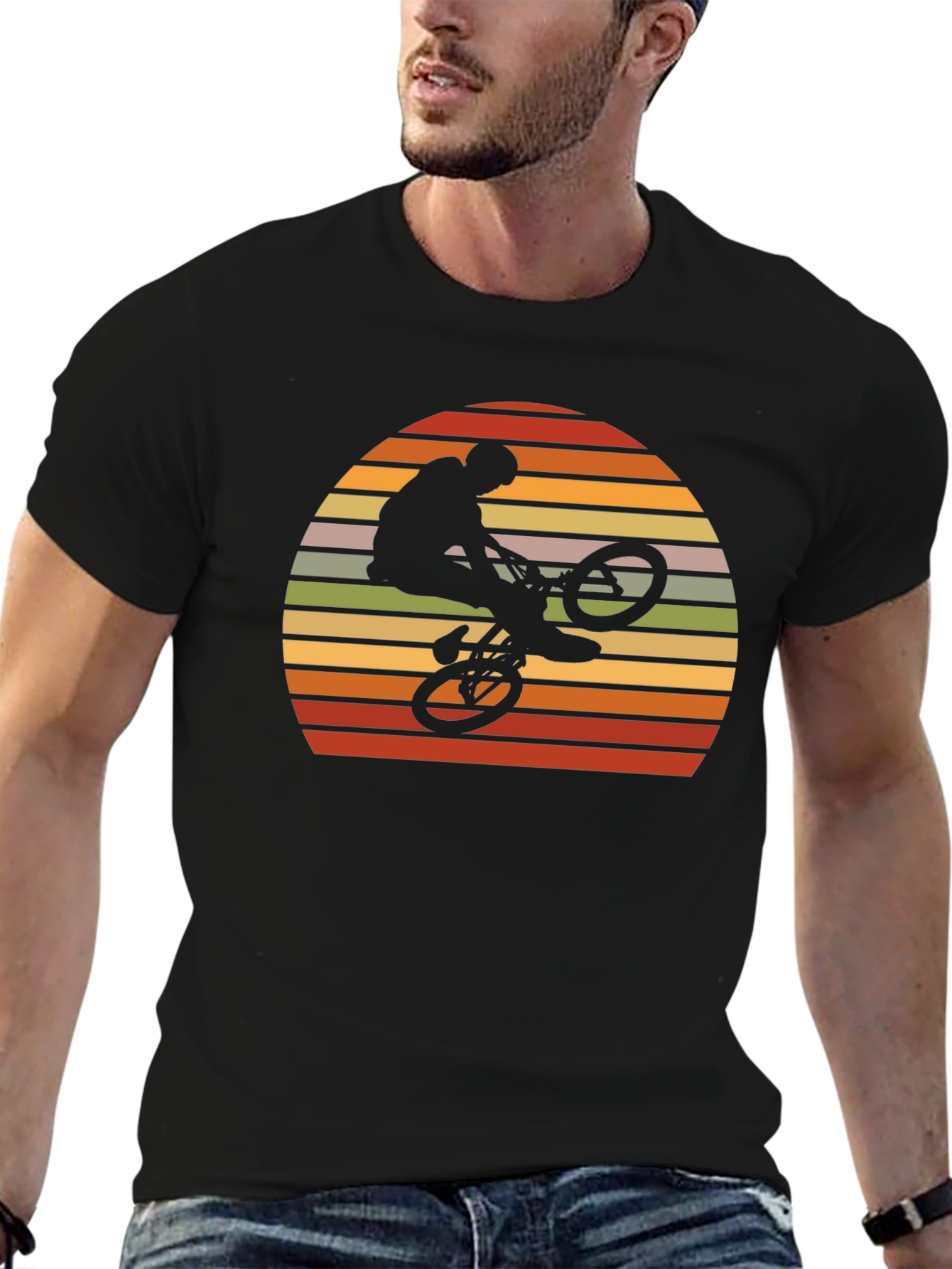 Retro BMX Rider Sunset Graphic Tee
