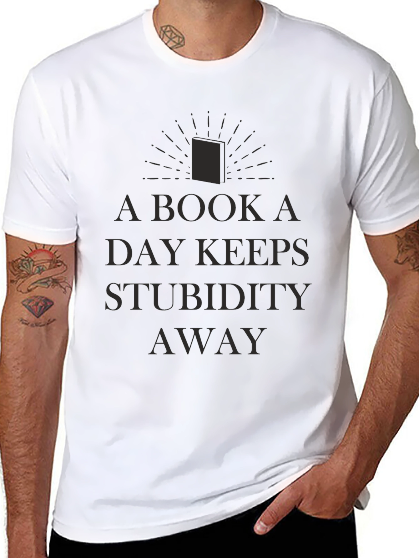 A Book A Day Keeps Stupidity Away Black T-Shirt