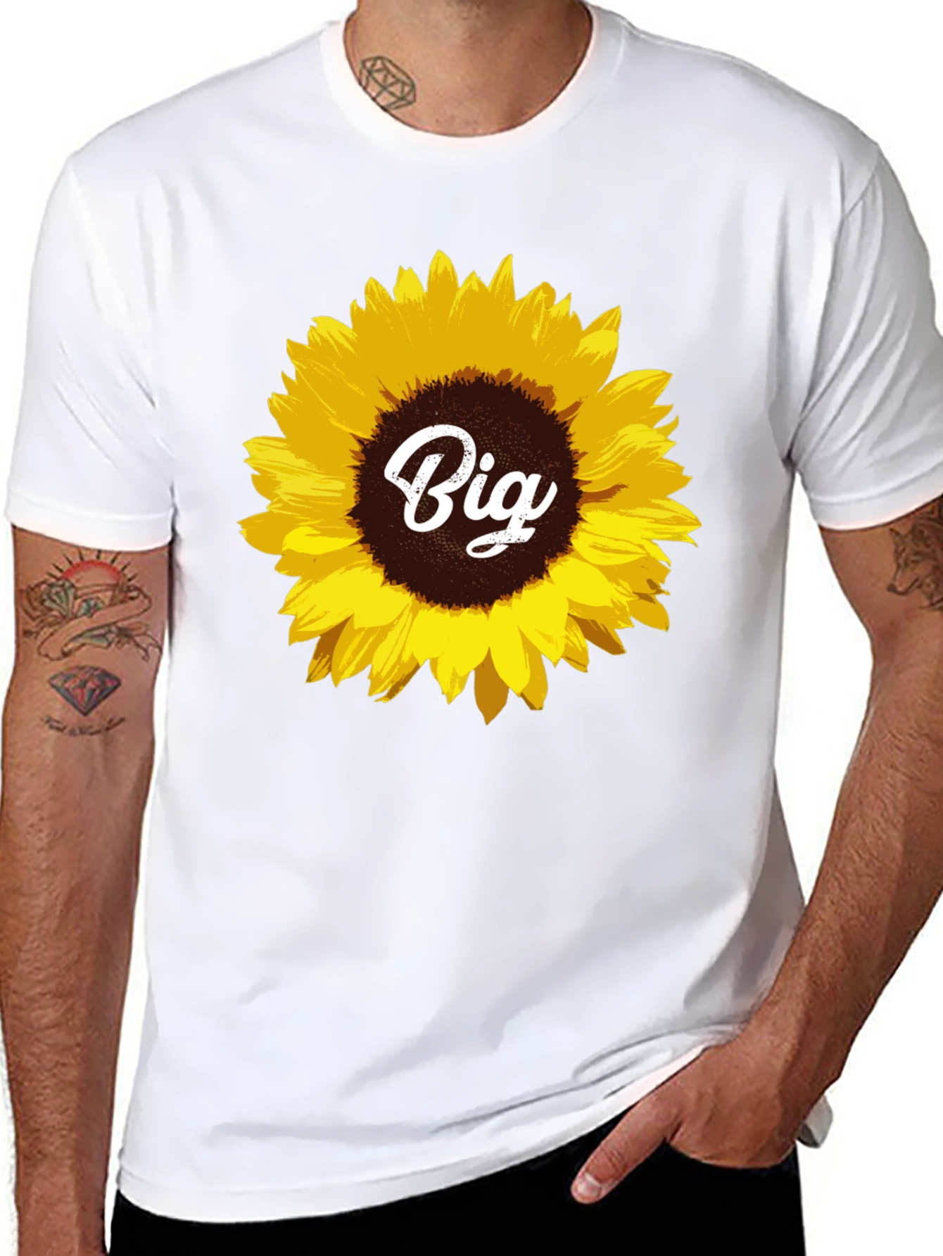 Sunflower Big Tee - Black Cotton T-Shirt