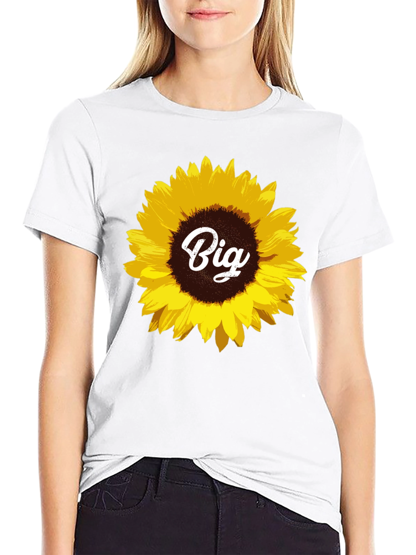 Sunflower Big Tee - Black Cotton T-Shirt