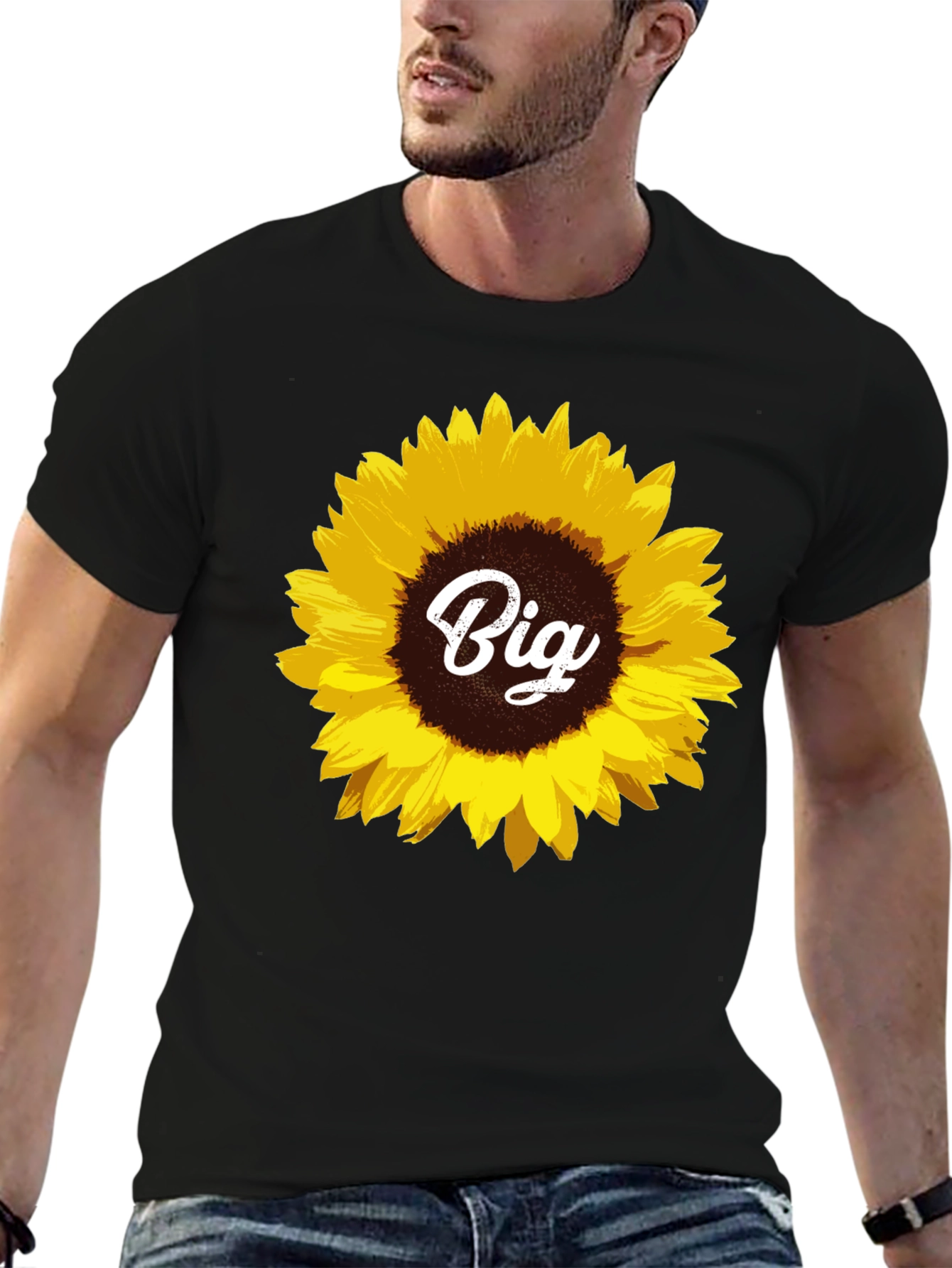 Sunflower Big Tee - Black Cotton T-Shirt