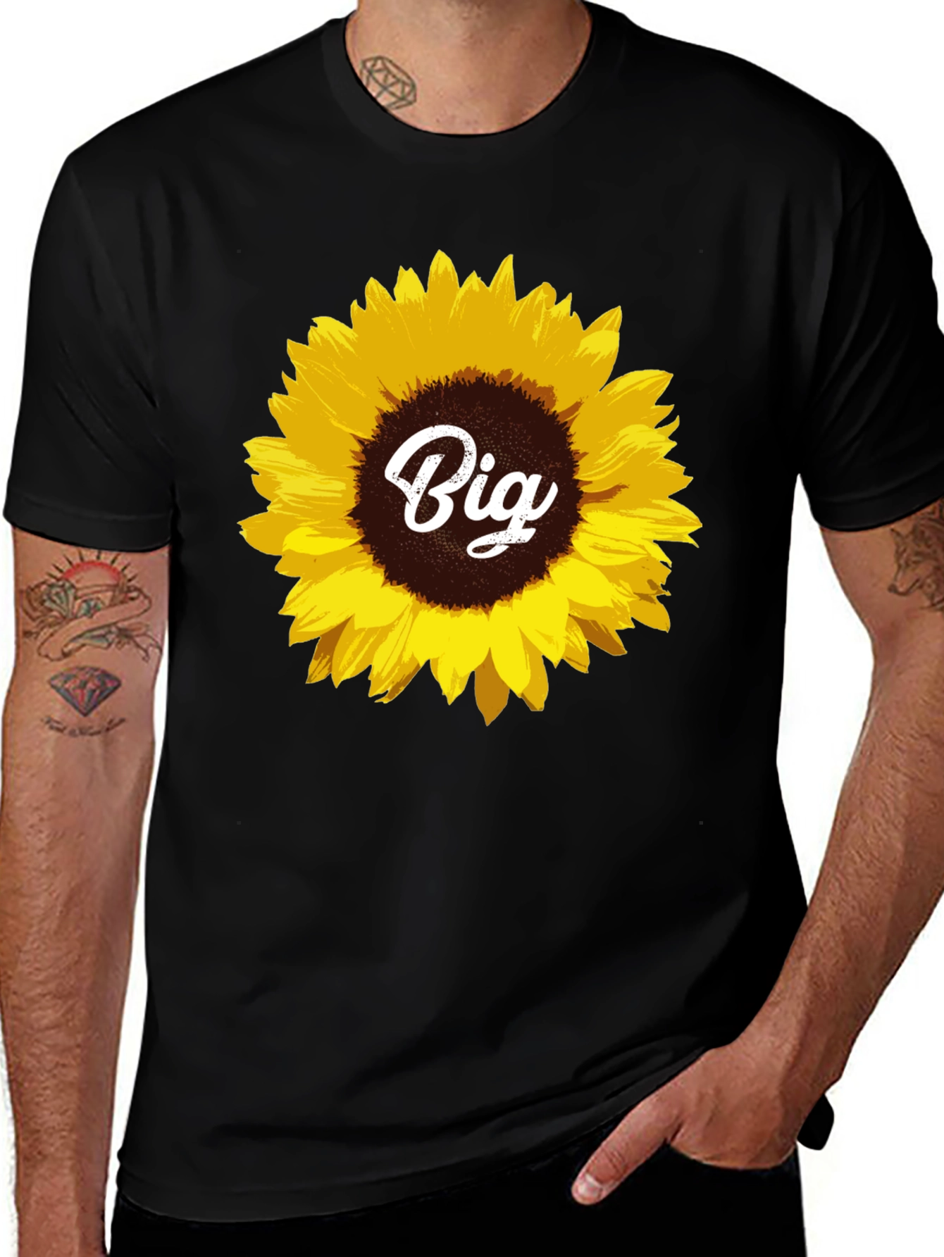 Sunflower Big Tee - Black Cotton T-Shirt