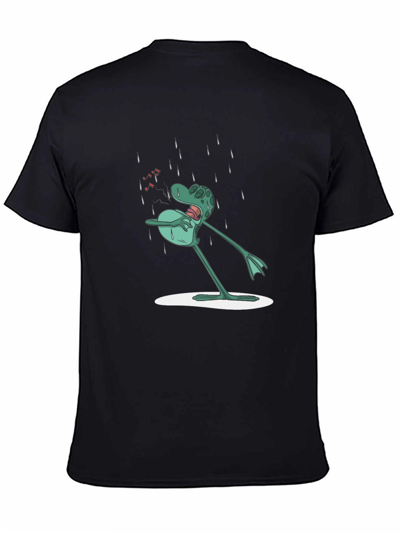 Frog in Rain Mens Graphic Tee - Black