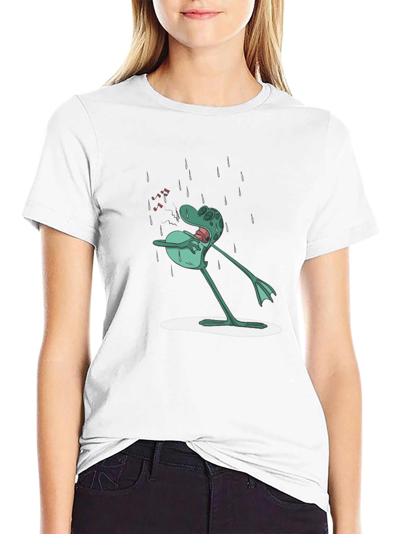 Frog in Rain Mens Graphic Tee - Black
