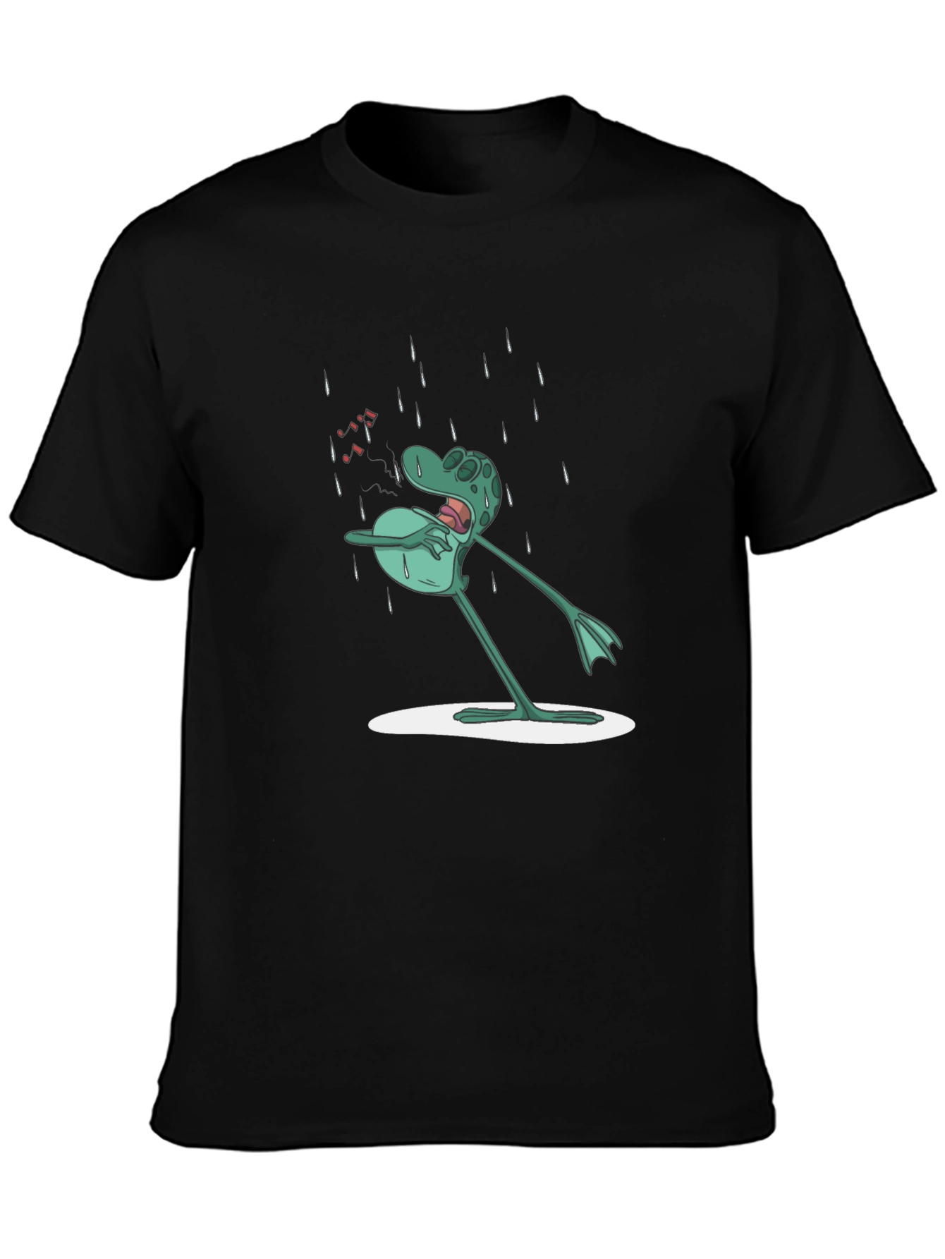 Frog in Rain Mens Graphic Tee - Black
