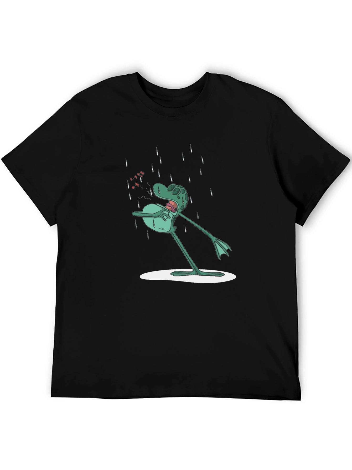 Frog in Rain Mens Graphic Tee - Black