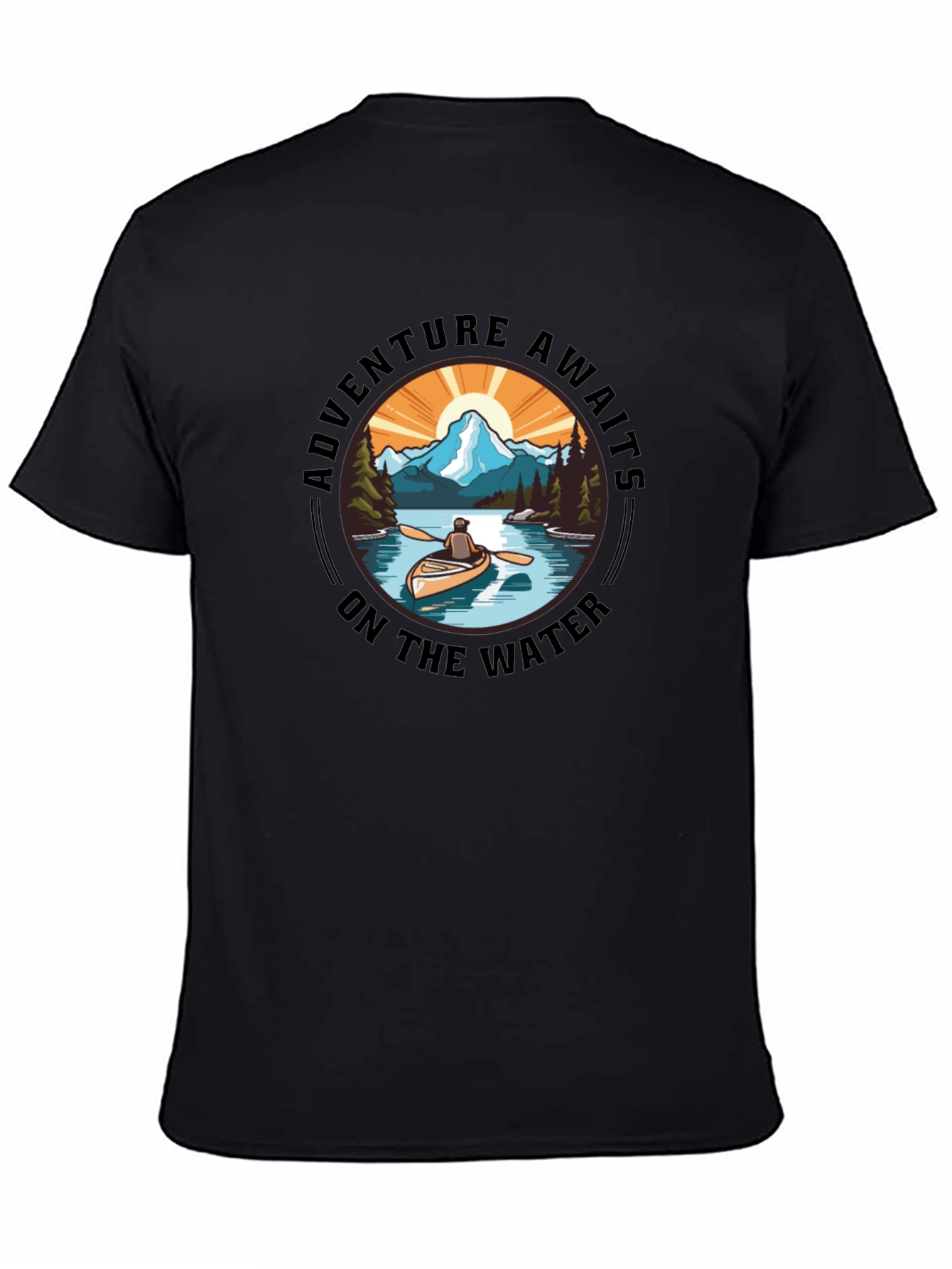 Adventure Awaits Tee: Outdoorsmans Black T-Shirt