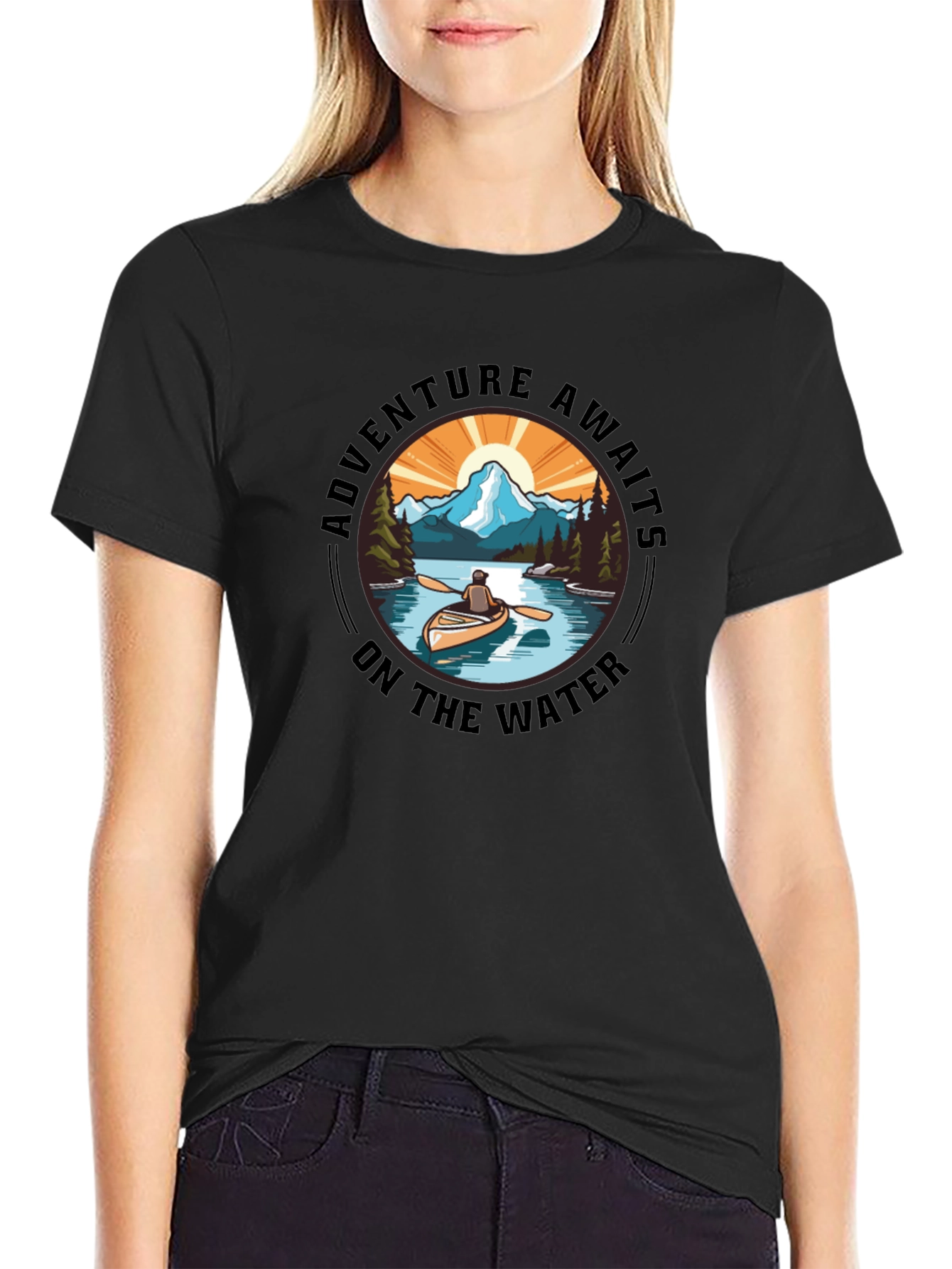 Adventure Awaits Tee: Outdoorsmans Black T-Shirt