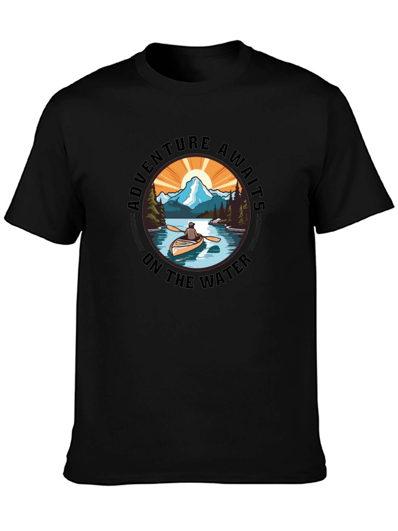Adventure Awaits Tee: Outdoorsmans Black T-Shirt