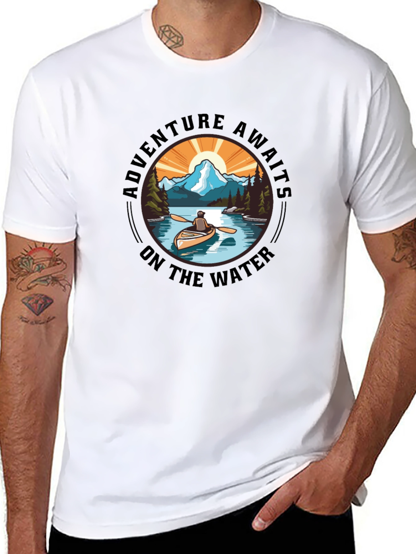 Adventure Awaits Tee: Outdoorsmans Black T-Shirt
