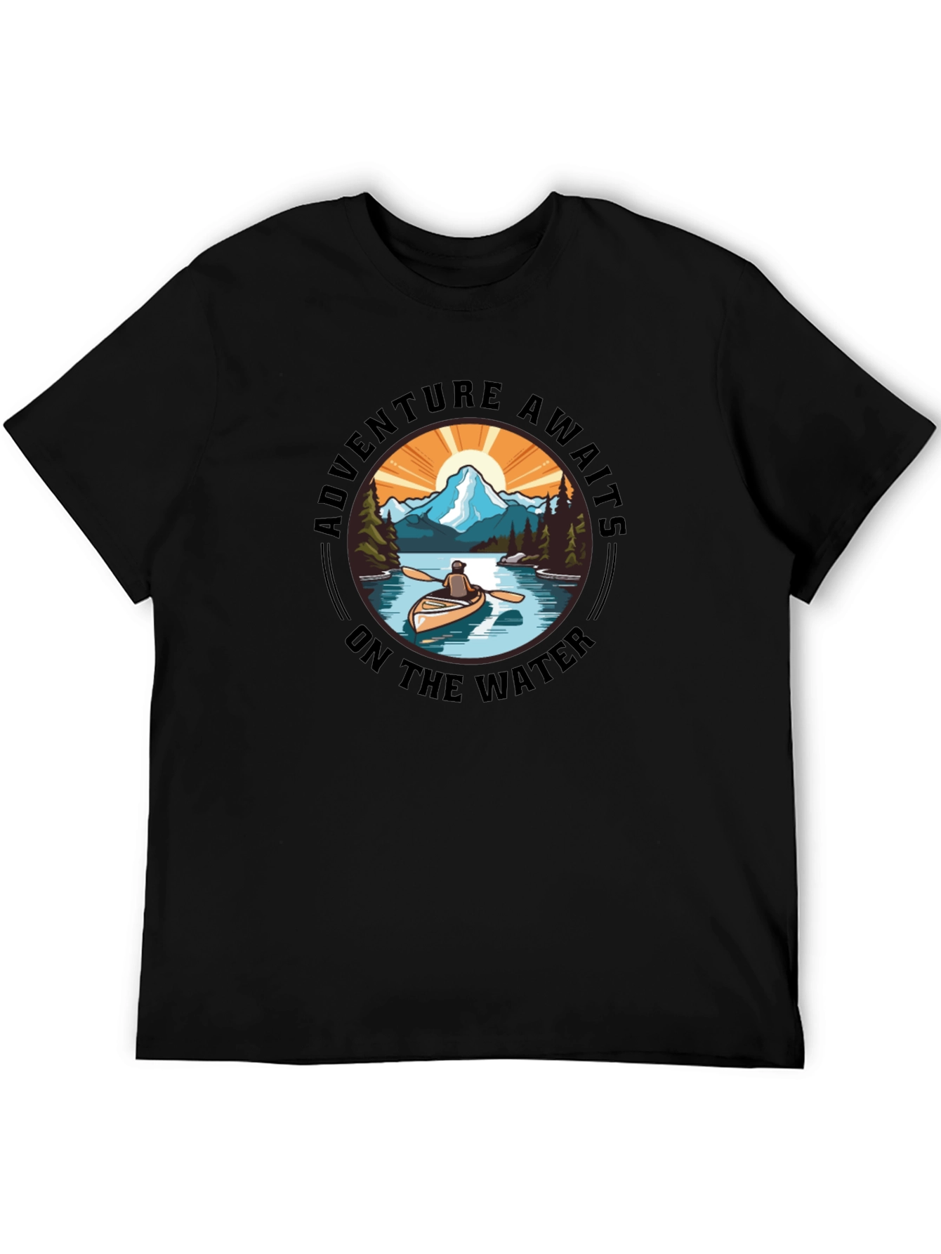 Adventure Awaits Tee: Outdoorsmans Black T-Shirt