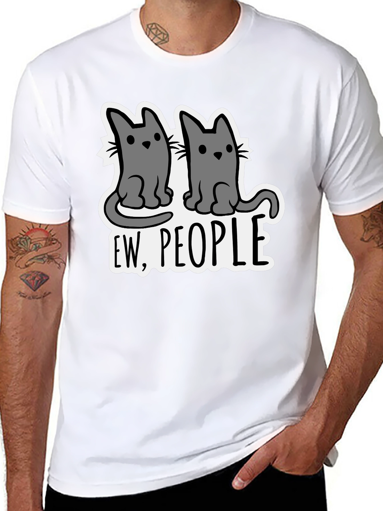 Ew People Cats Graphic T-Shirt - Funny Sarcastic Tee