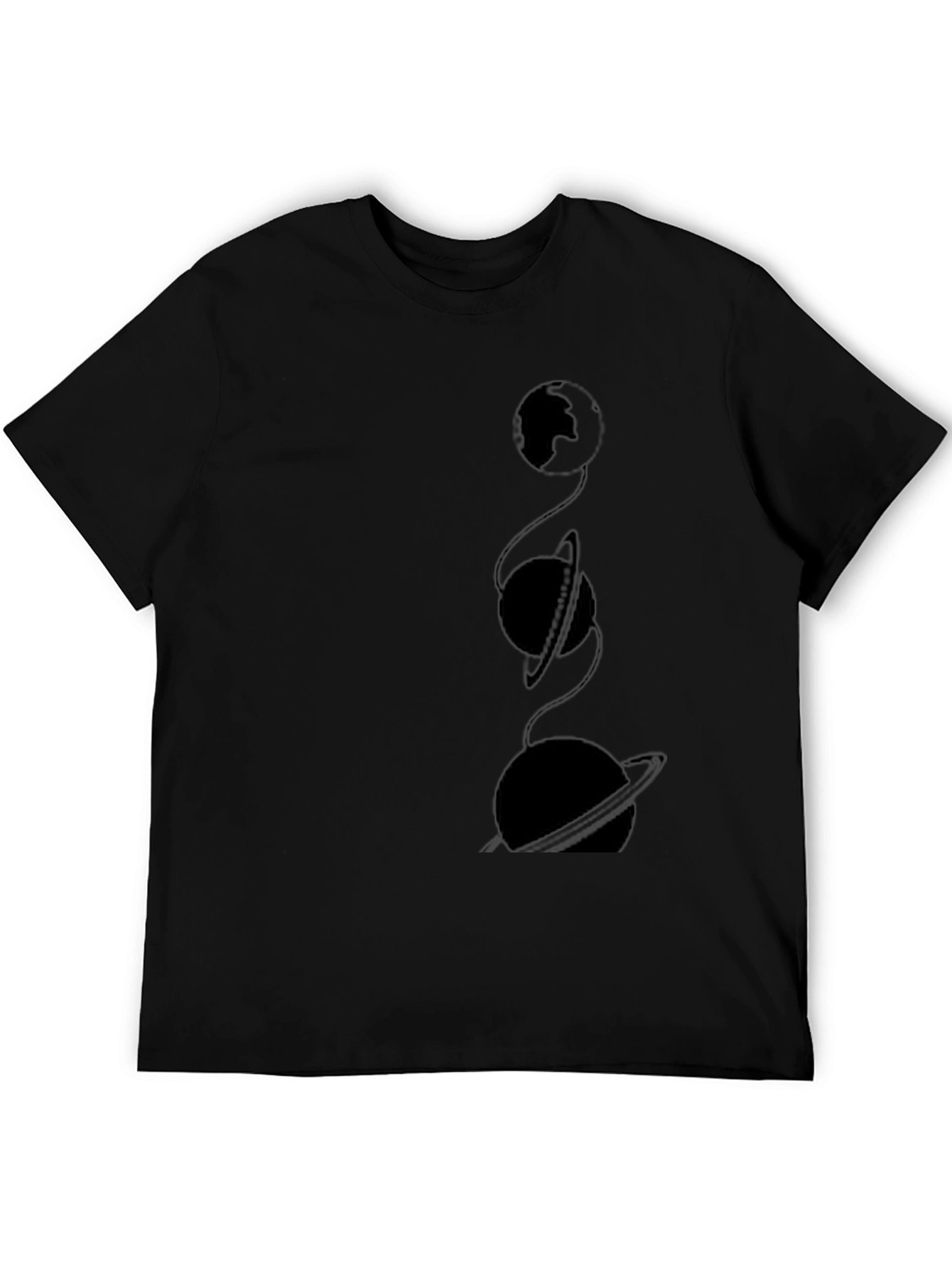 Mens Black Graphic Tee - Planet Design