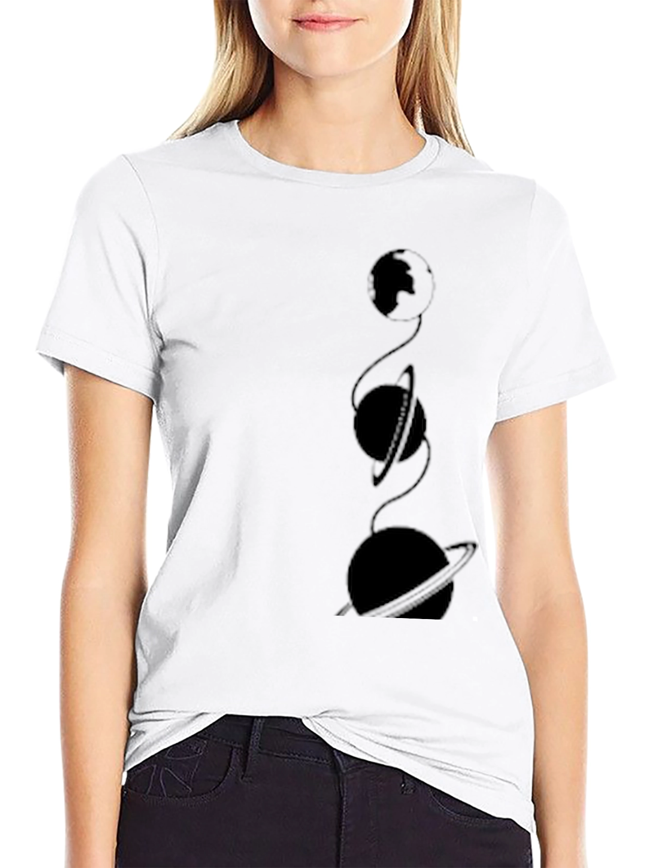 Mens Black Graphic Tee - Planet Design