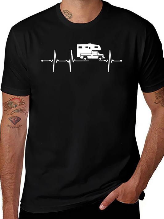 RV Heartbeat T-Shirt - Black Camping Tee