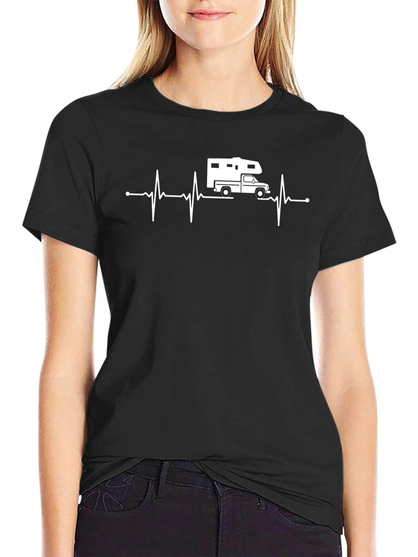 RV Heartbeat T-Shirt - Black Camping Tee