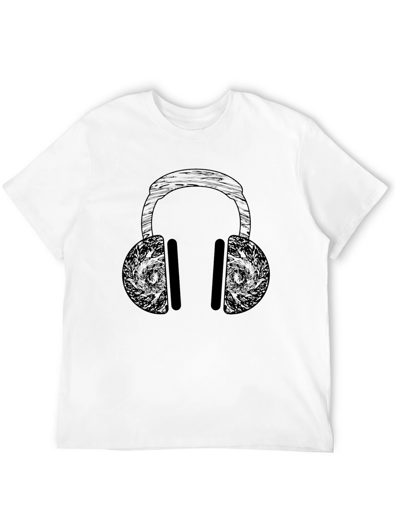Abstract Headphones Graphic Black T-Shirt