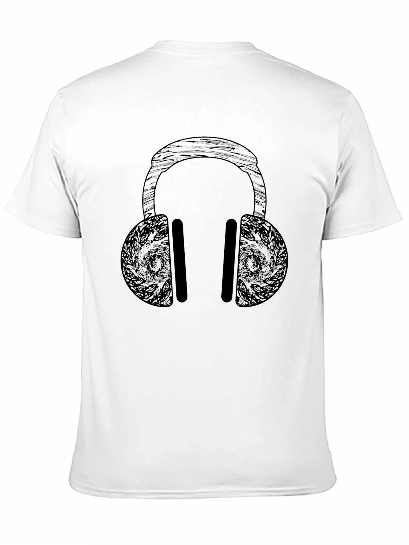 Abstract Headphones Graphic Black T-Shirt