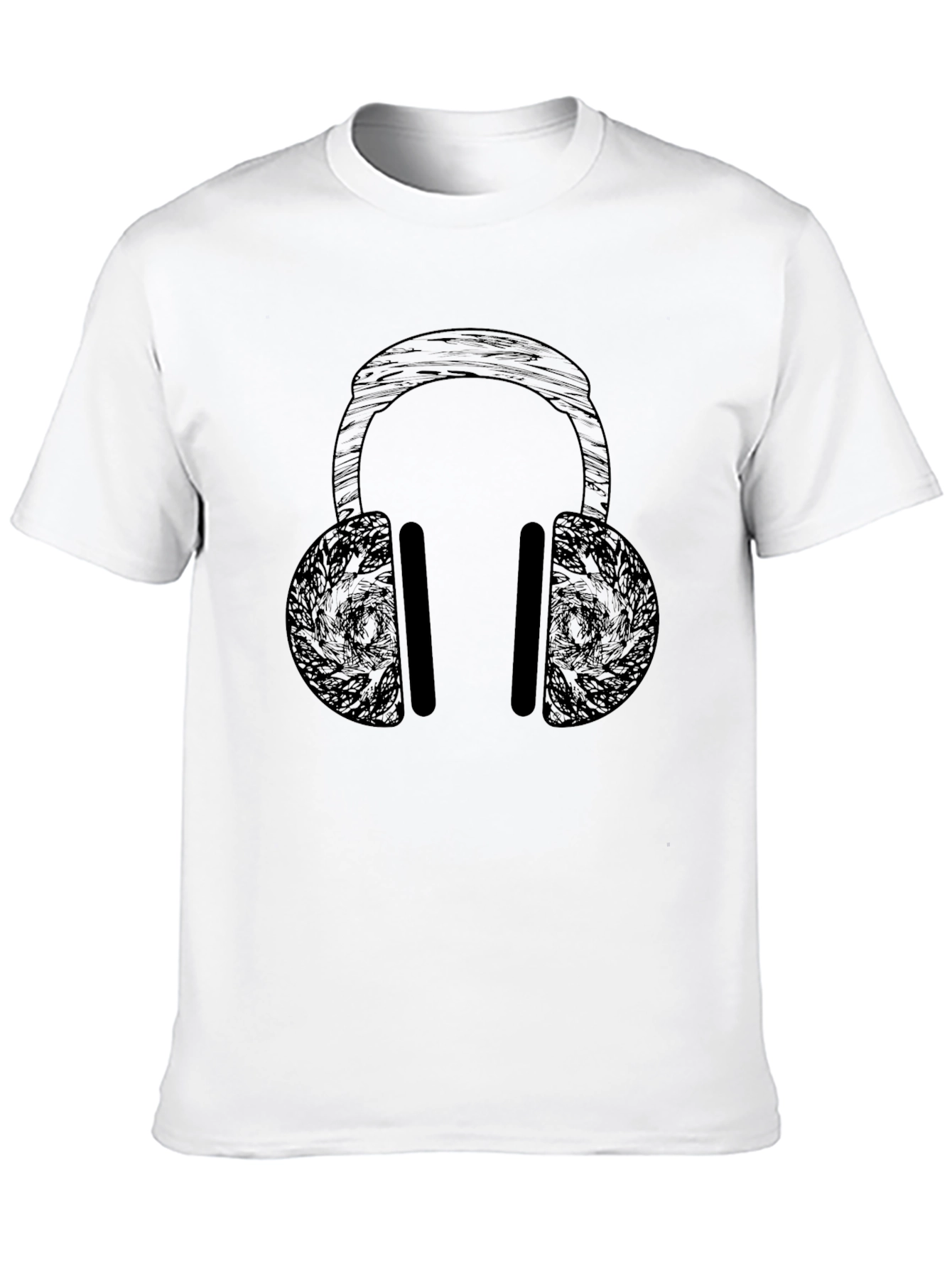 Abstract Headphones Graphic Black T-Shirt