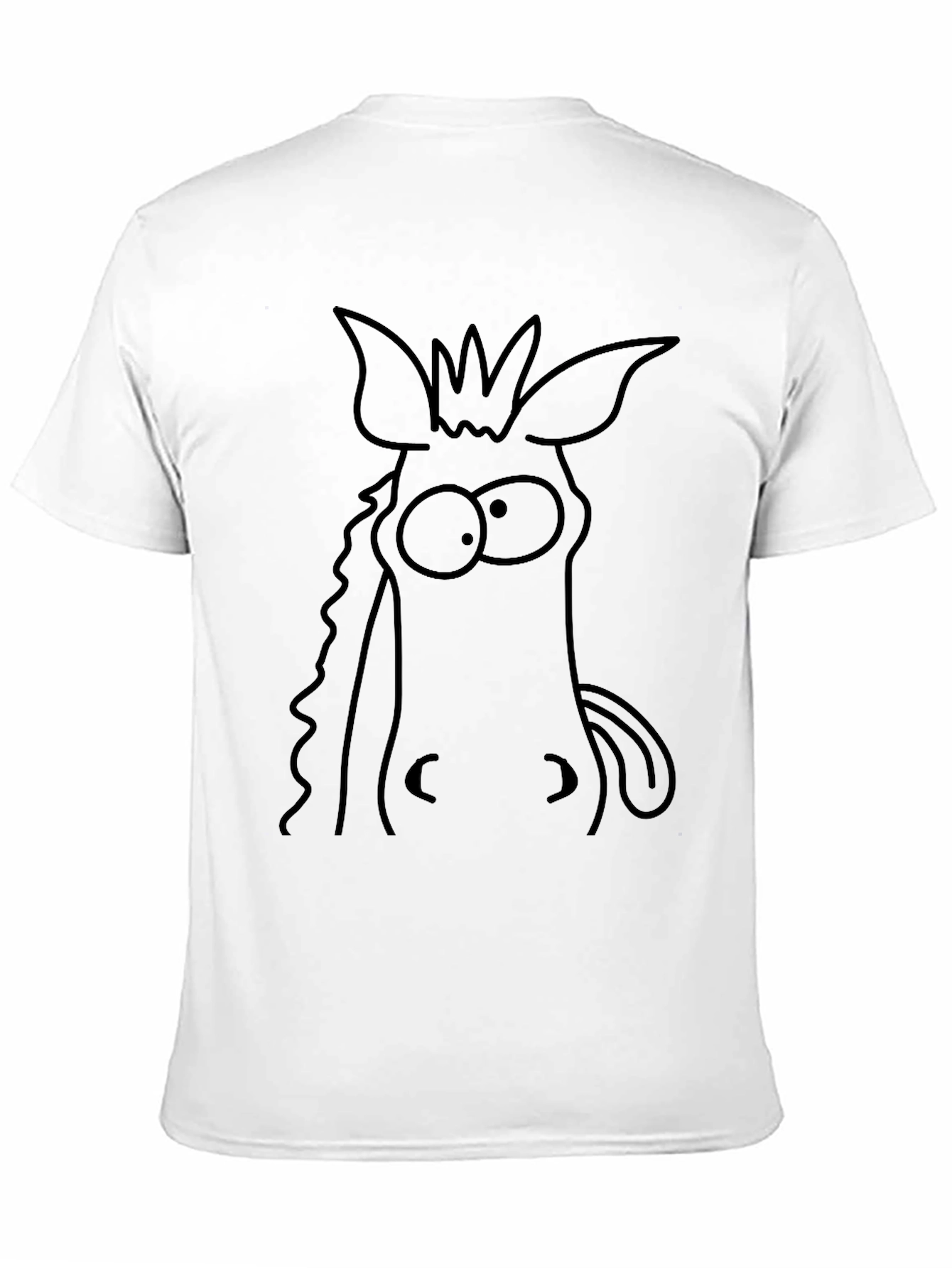 Cartoon Donkey Face Black T-Shirt