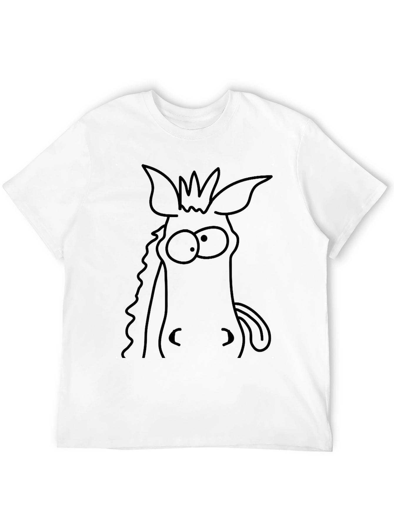 Cartoon Donkey Face Black T-Shirt