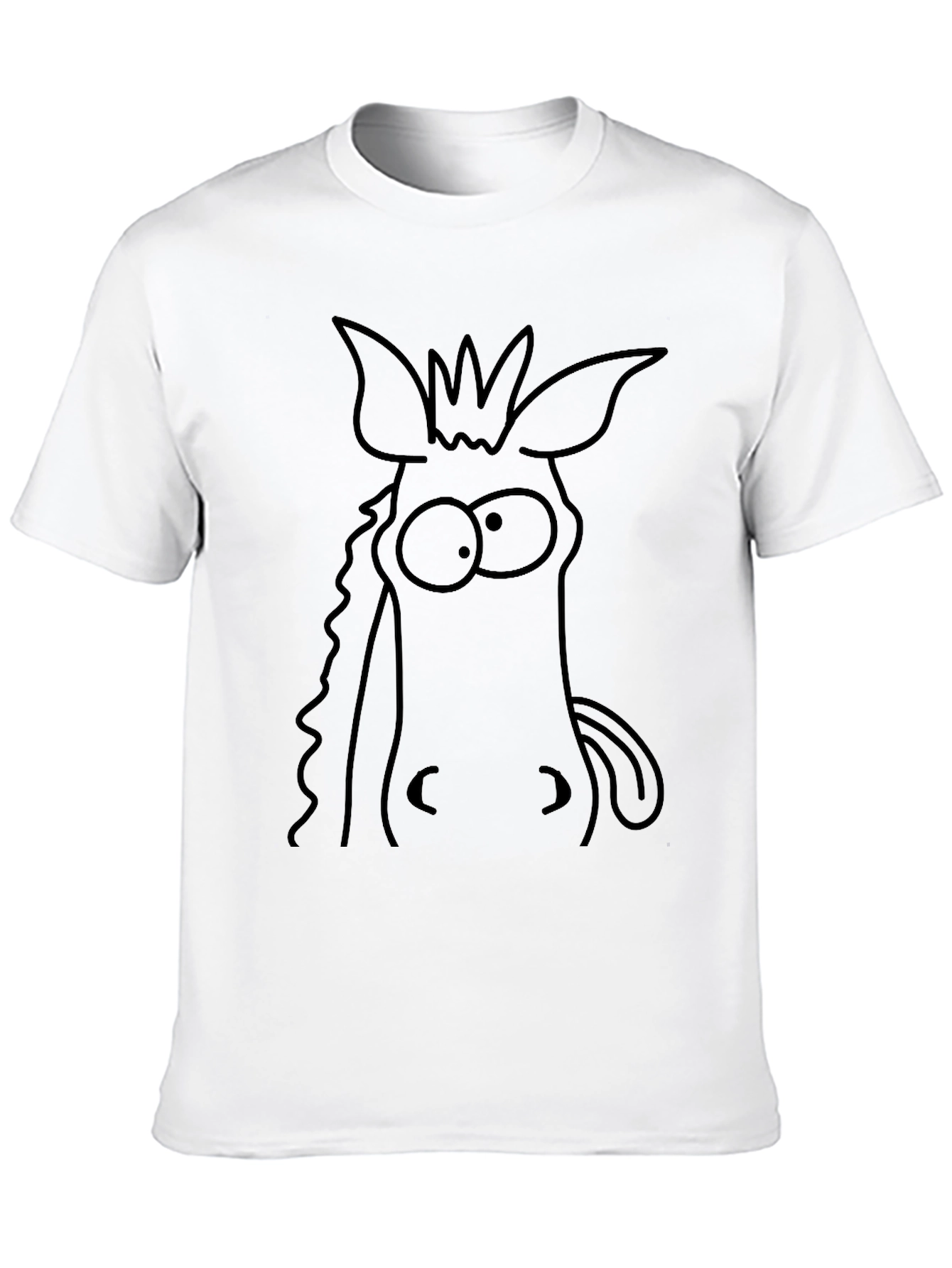 Cartoon Donkey Face Black T-Shirt
