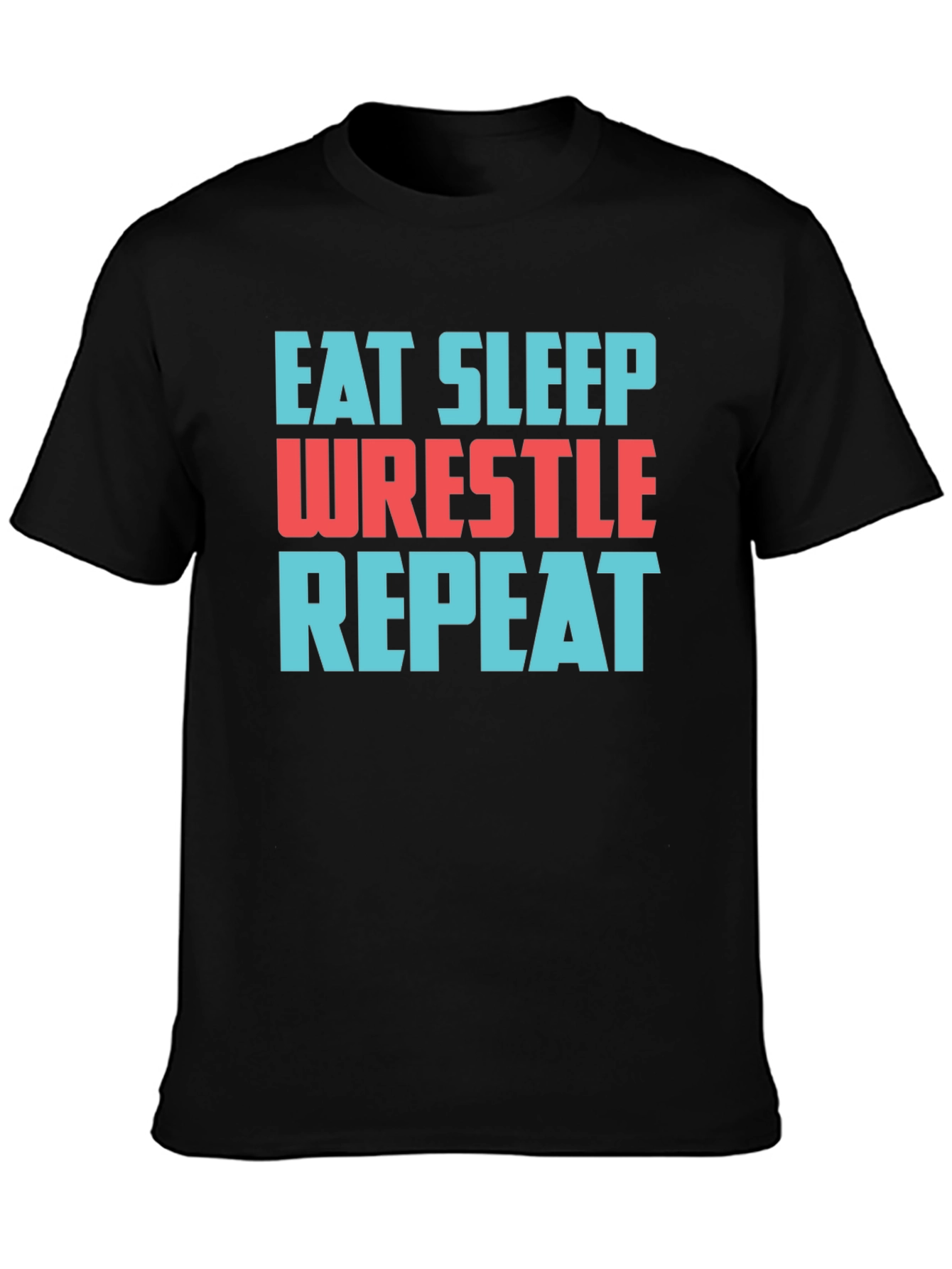 Eat Sleep Wrestle Repeat Black T-Shirt
