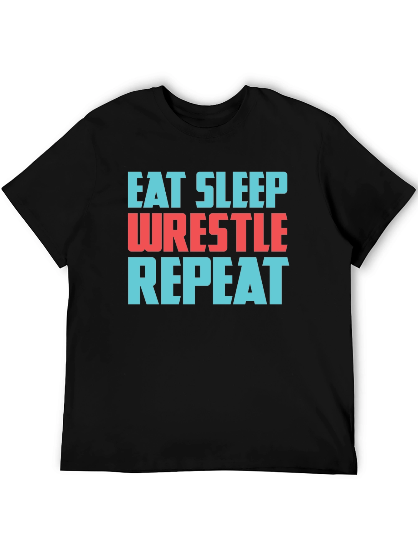 Eat Sleep Wrestle Repeat Black T-Shirt