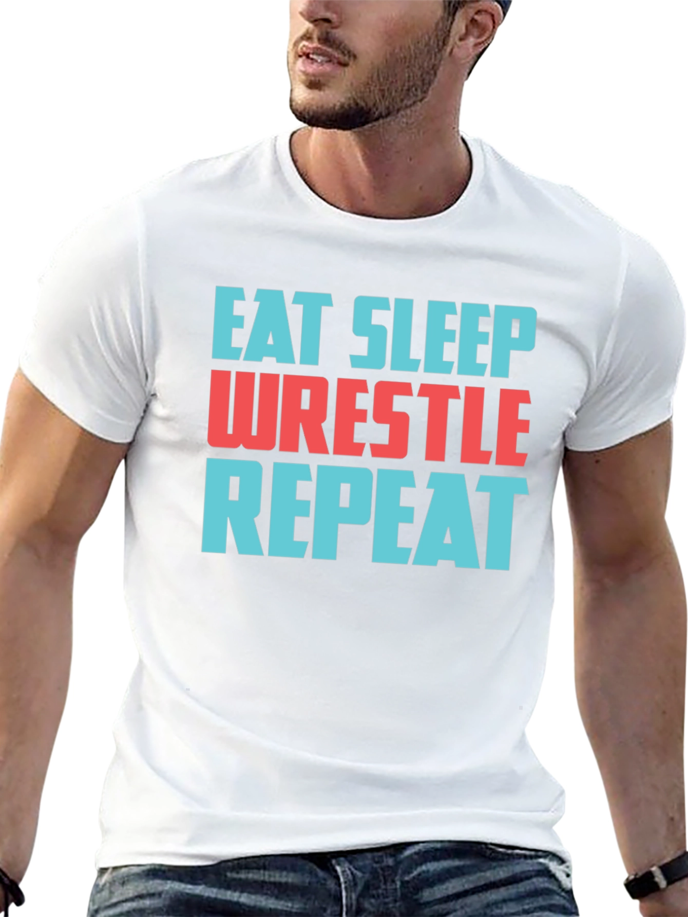 Eat Sleep Wrestle Repeat Black T-Shirt