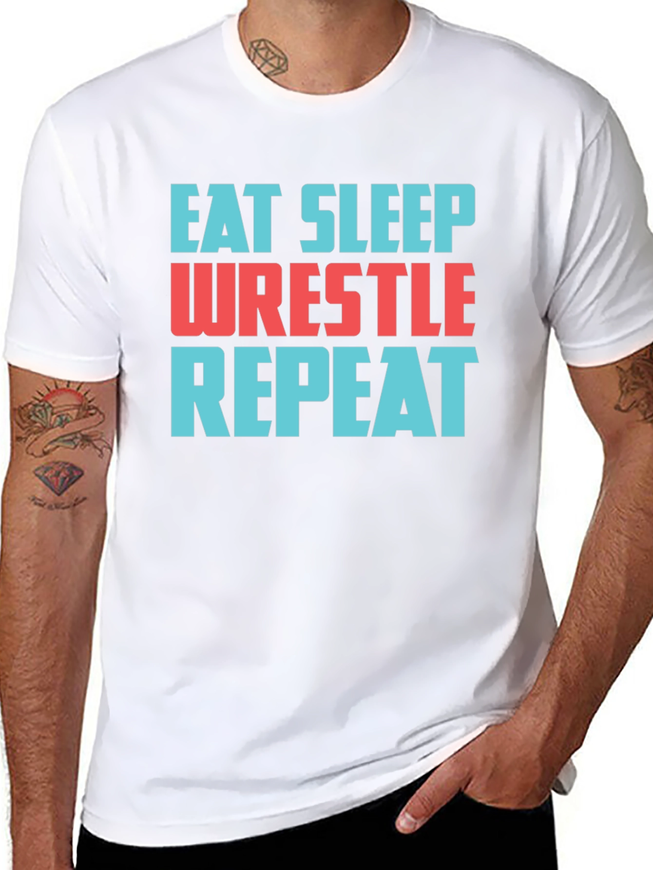 Eat Sleep Wrestle Repeat Black T-Shirt