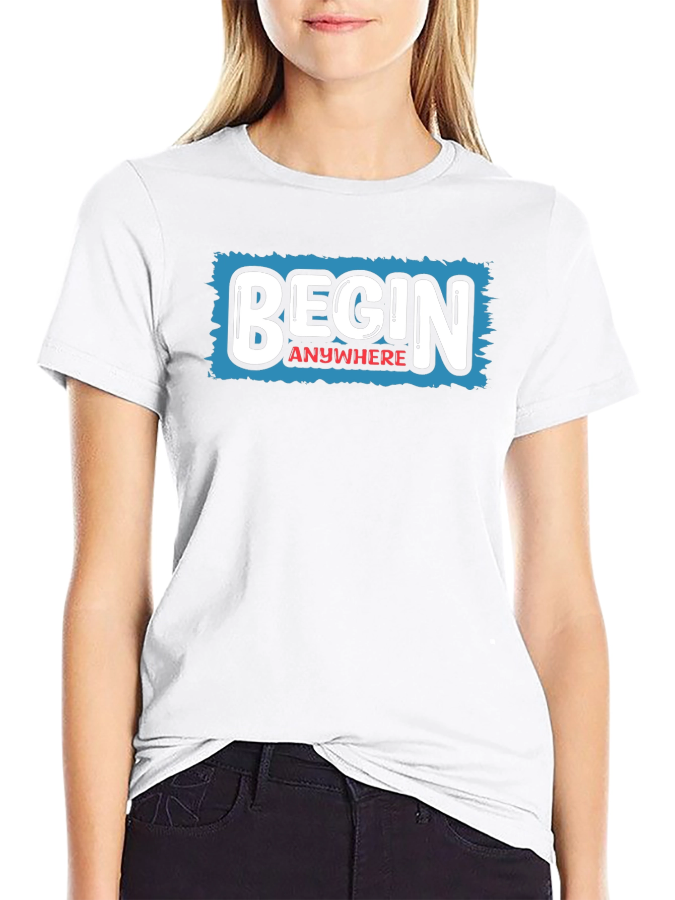 Begin Anywhere Graphic Tee - Motivational Black T-Shirt
