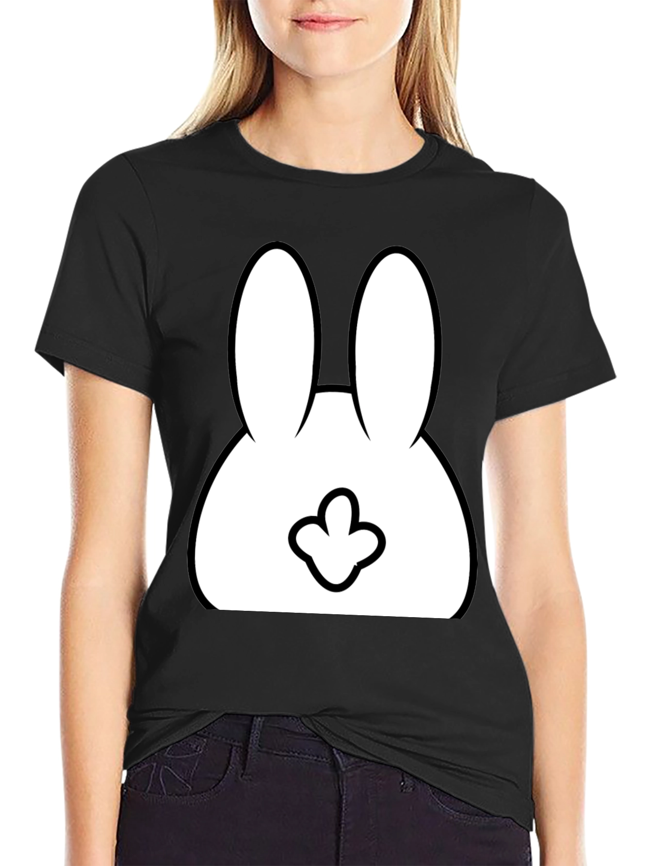 Funny Bunny Graphic T-Shirt - Black Cotton Tee