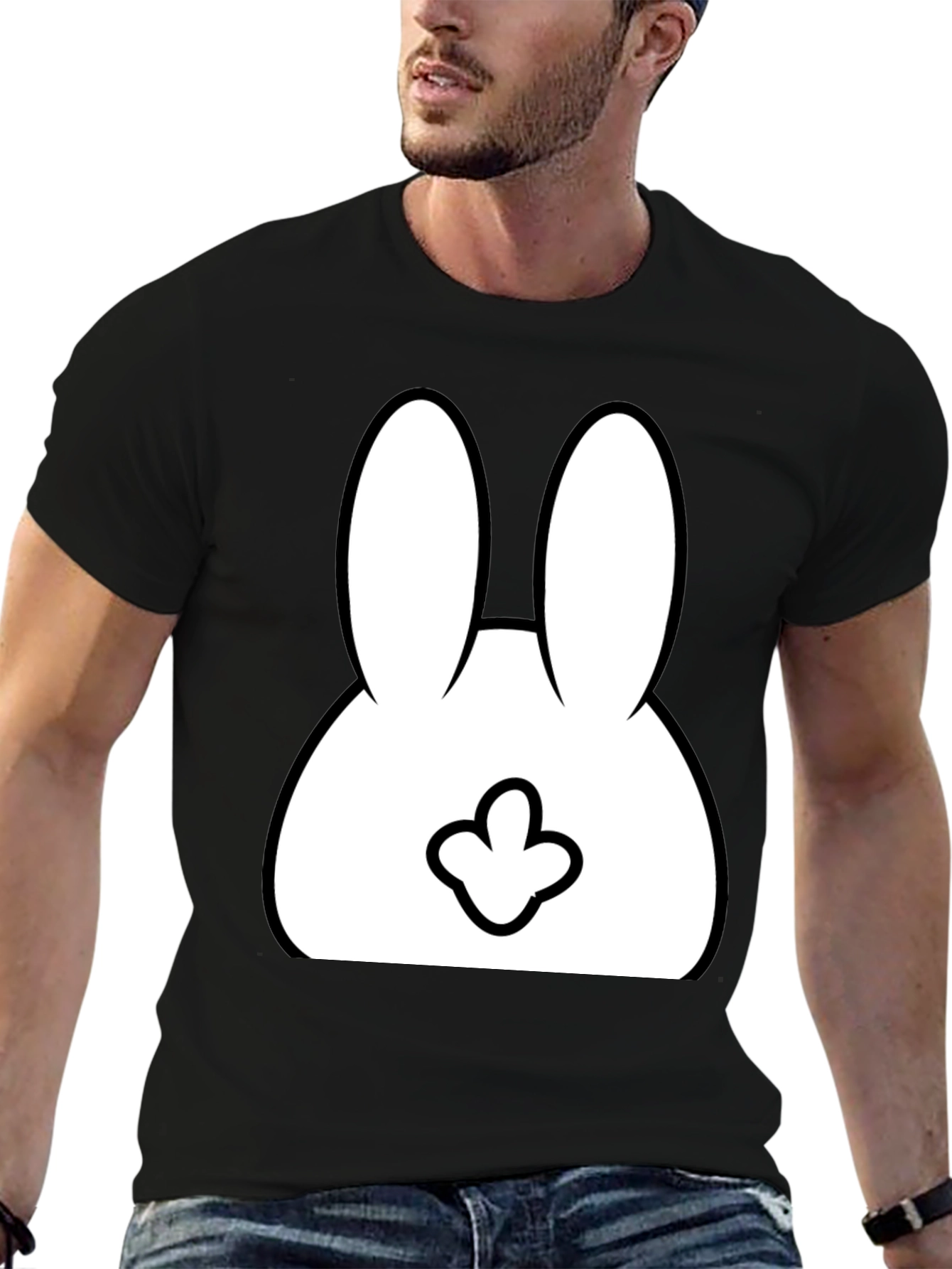 Funny Bunny Graphic T-Shirt - Black Cotton Tee