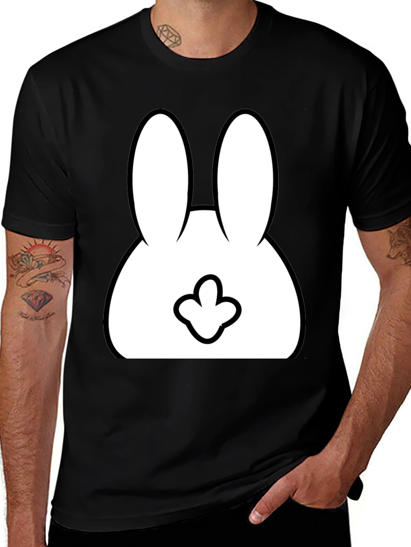 Funny Bunny Graphic T-Shirt - Black Cotton Tee