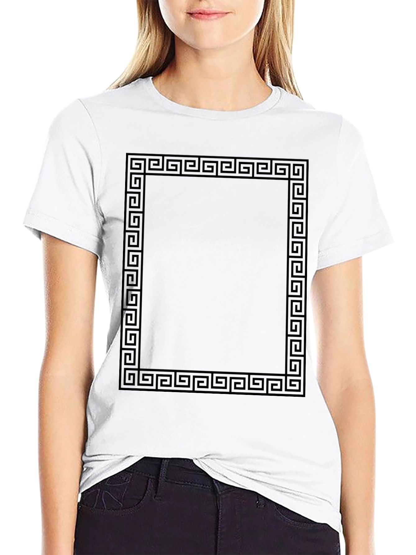 Geometric Border Black T-Shirt